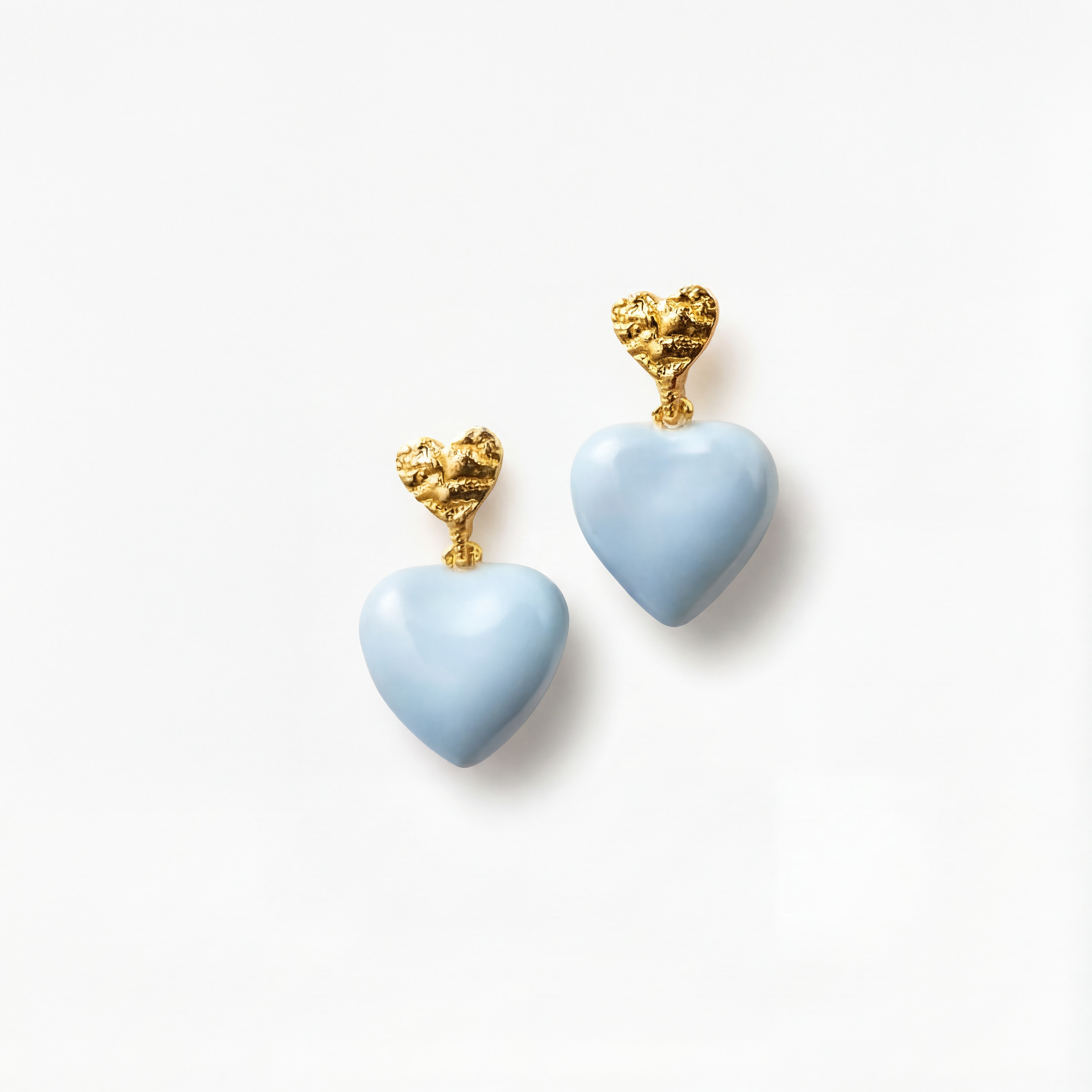 Blauw Hart Stud Verguld