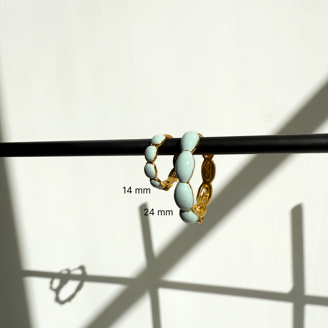 Bubbel Hoep Blauw 24mm Verguld