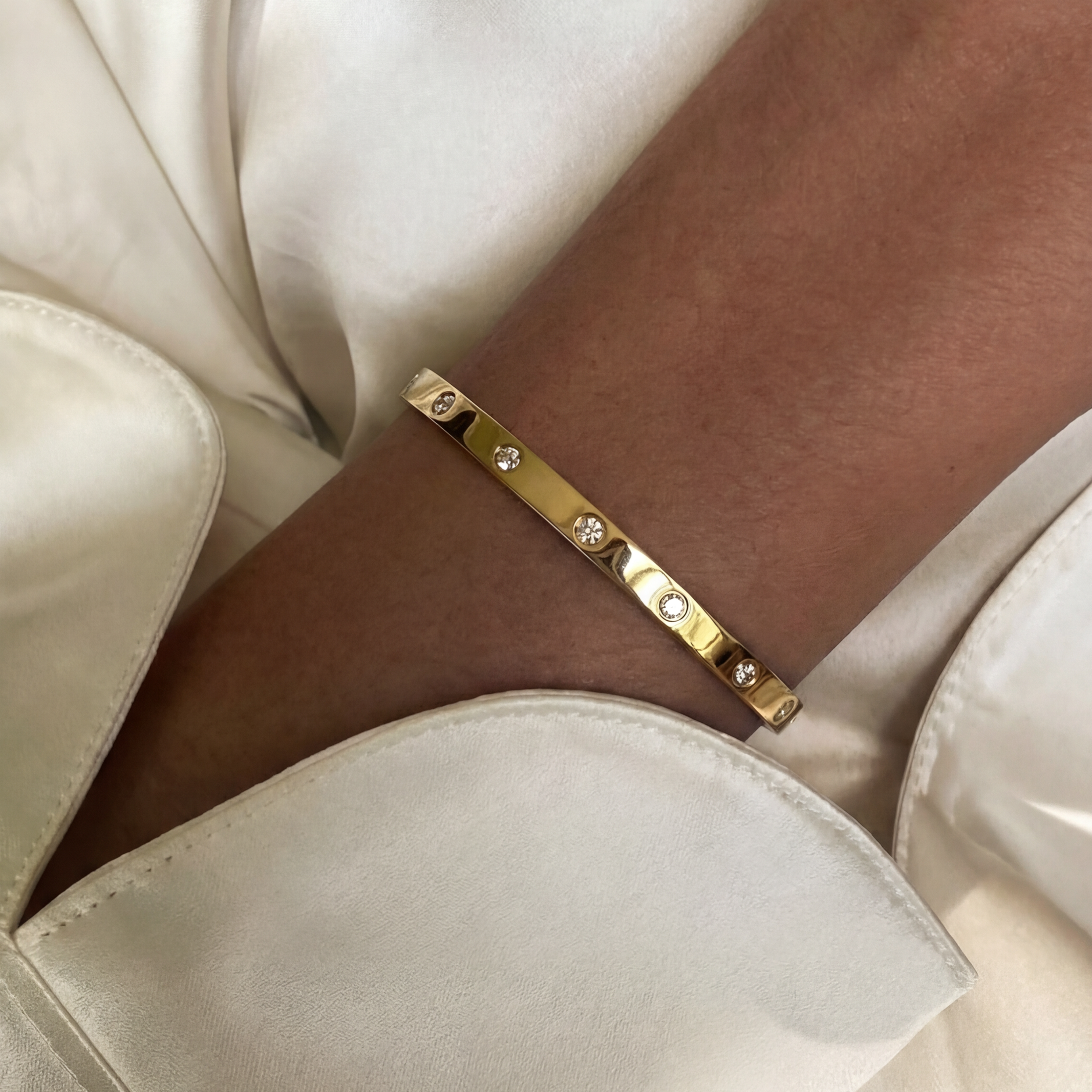 Classic Kristal Dot Armband Zilvergekleurd