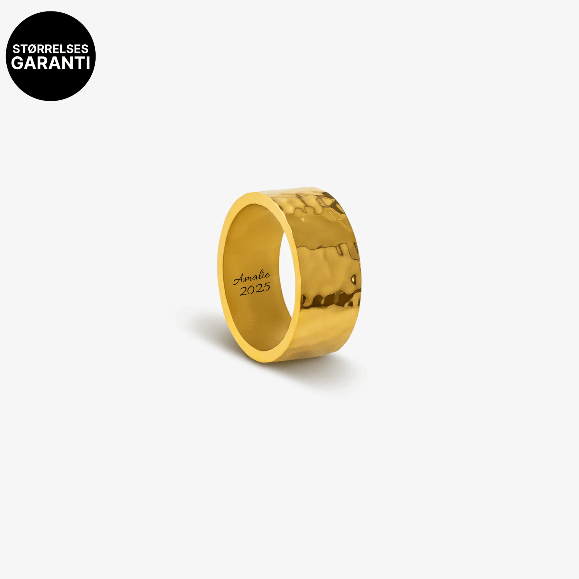 Gehamerd Chunky Ring Verguld met gravure