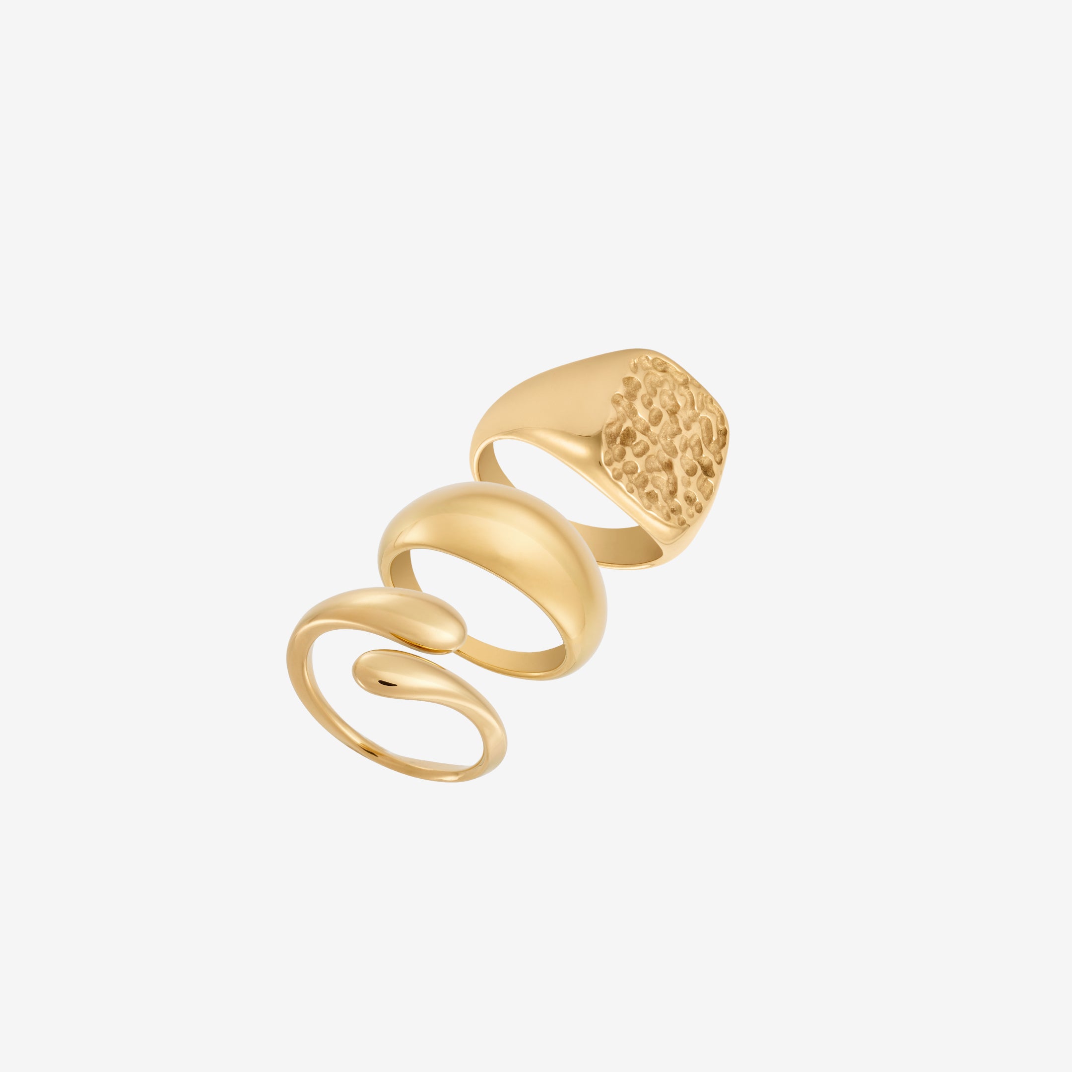 Knuffel en Gehamerd Set: 3 ringen