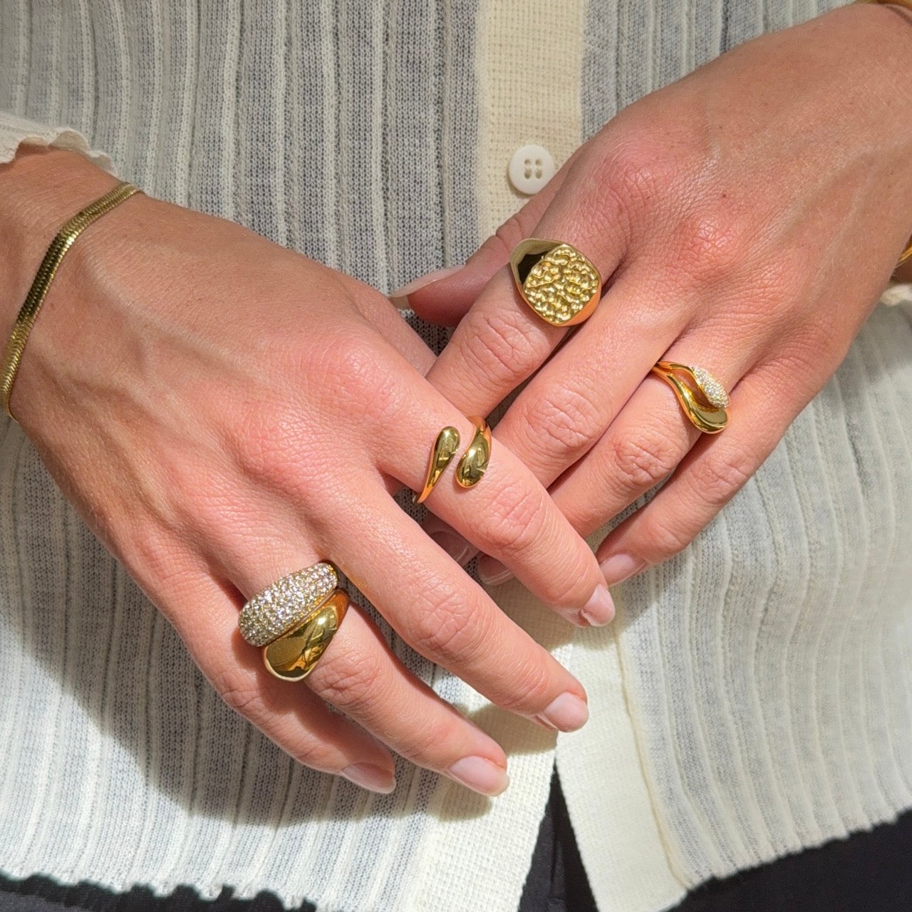 Kristal Dome Ring Goudgeplateerd
