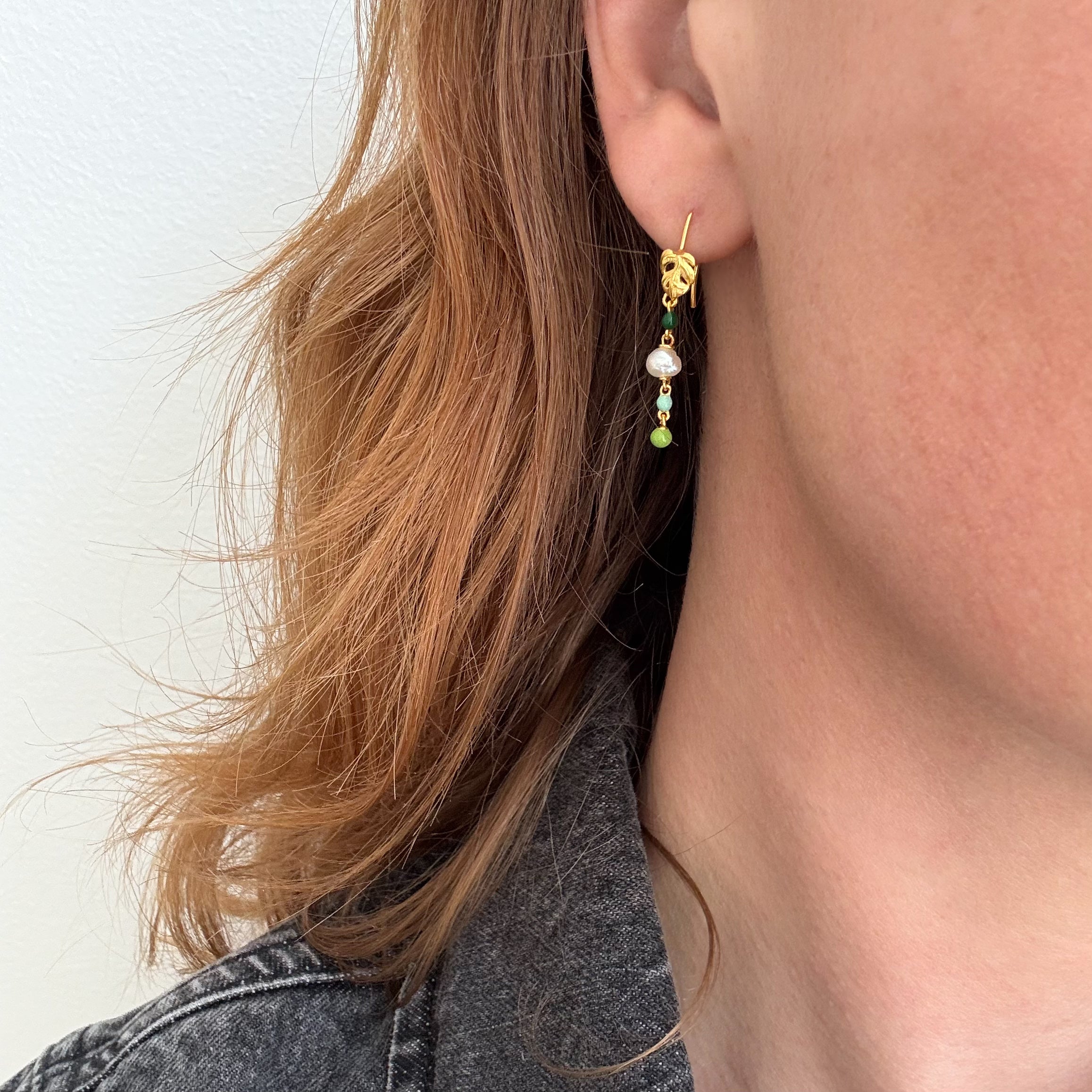 Dangle Groen Goudgeplateerd