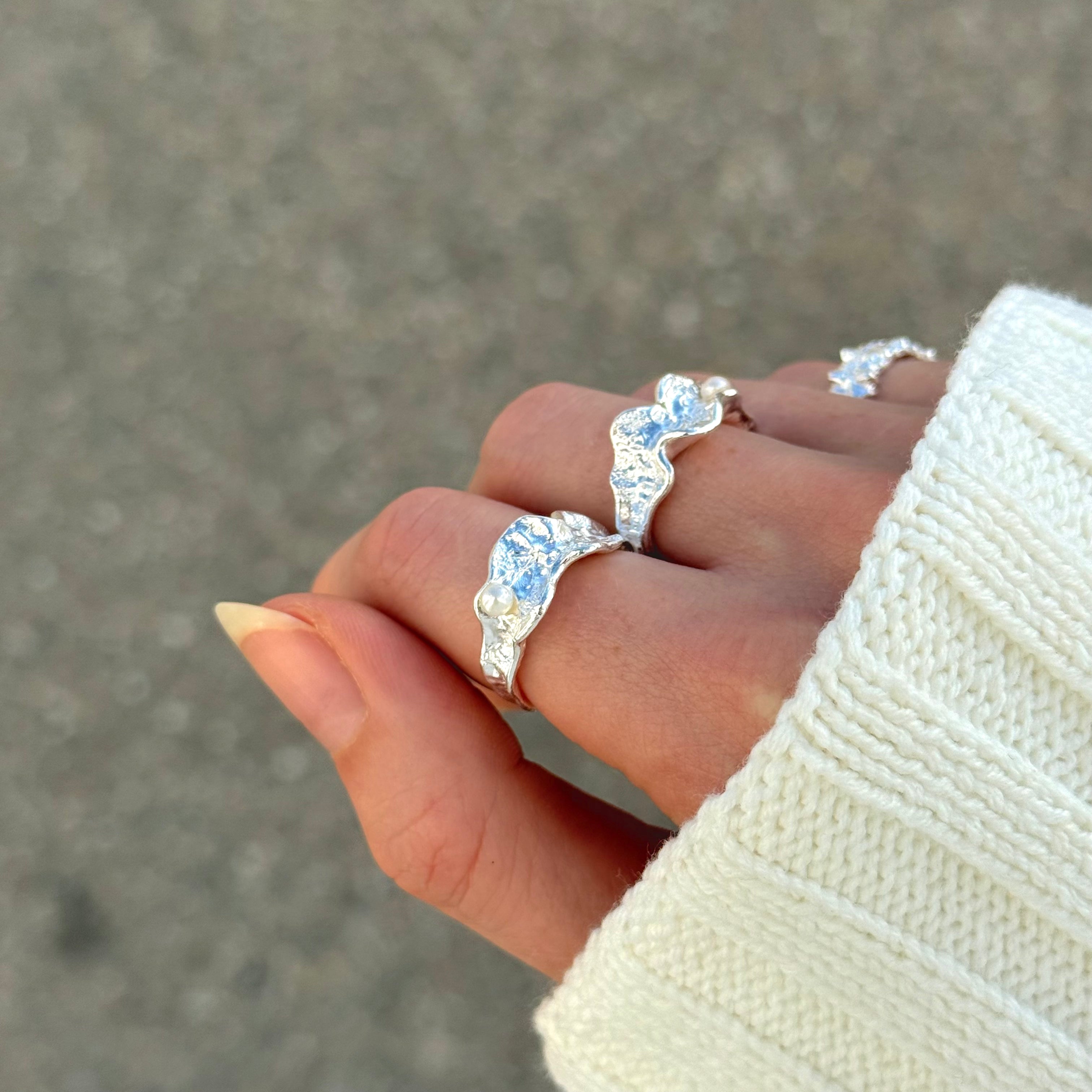 Magma Parels Set Zilver