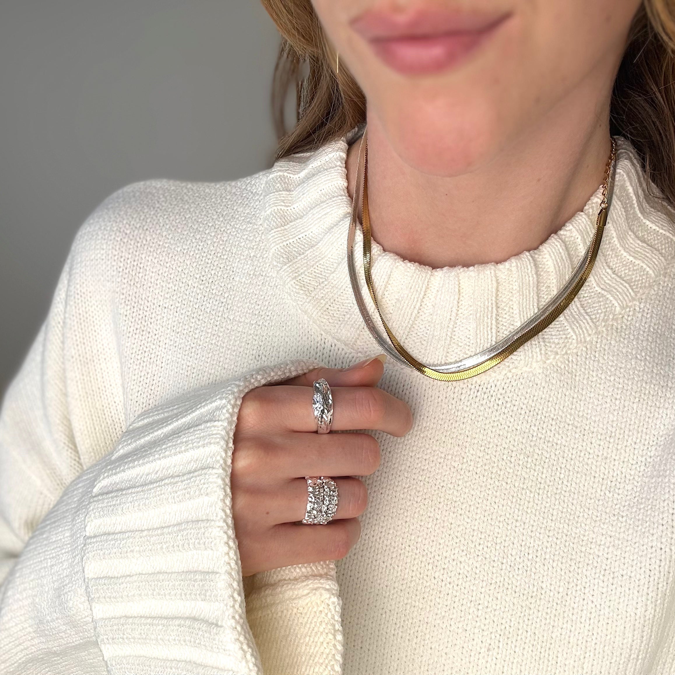 Multi Dot en Hamerd Zilver Set