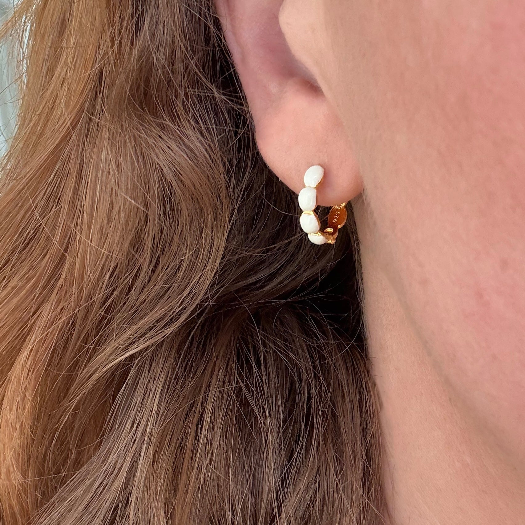 Bubbel Hoop Crème 14 mm Verguld