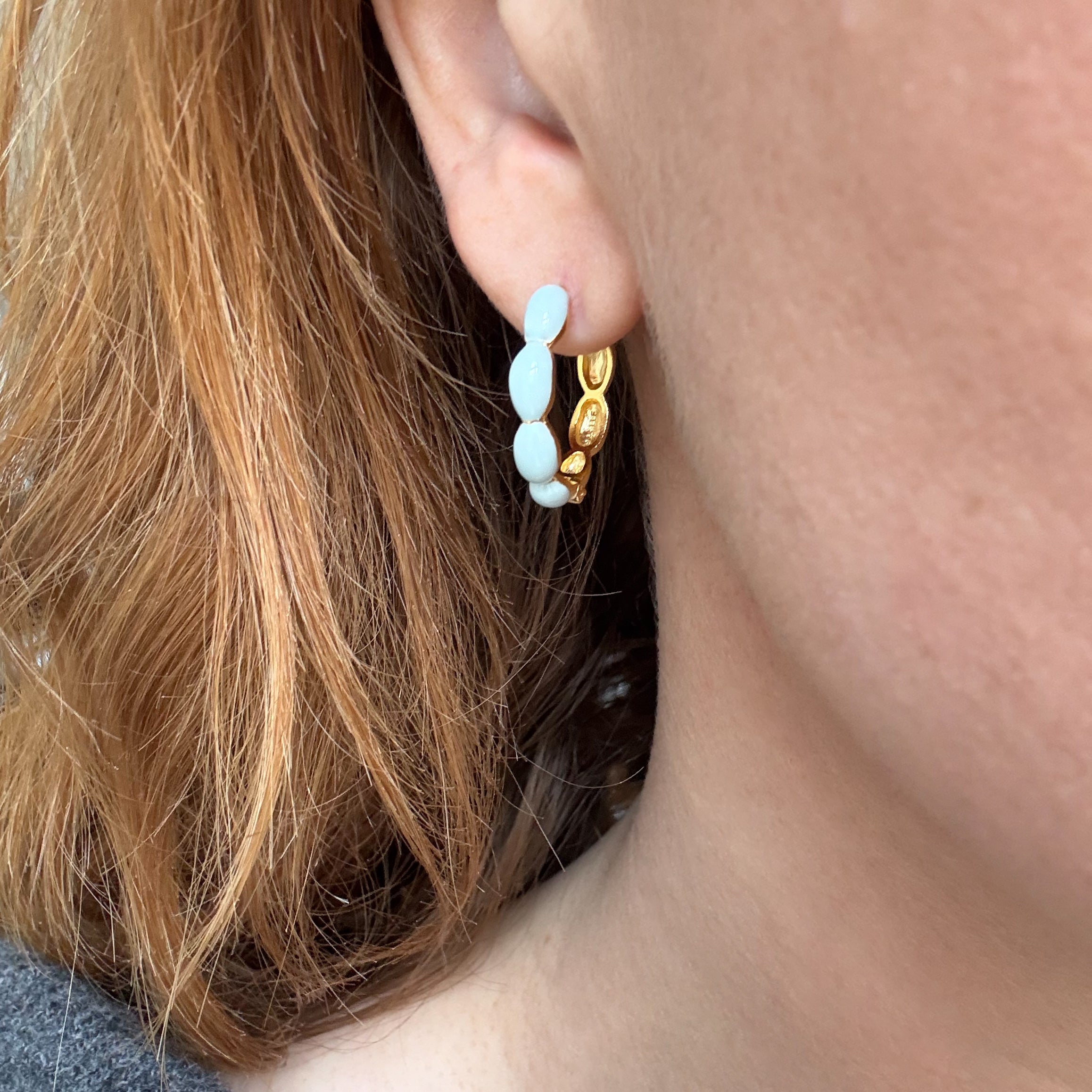 Bubbel Hoep Blauw 24mm Verguld