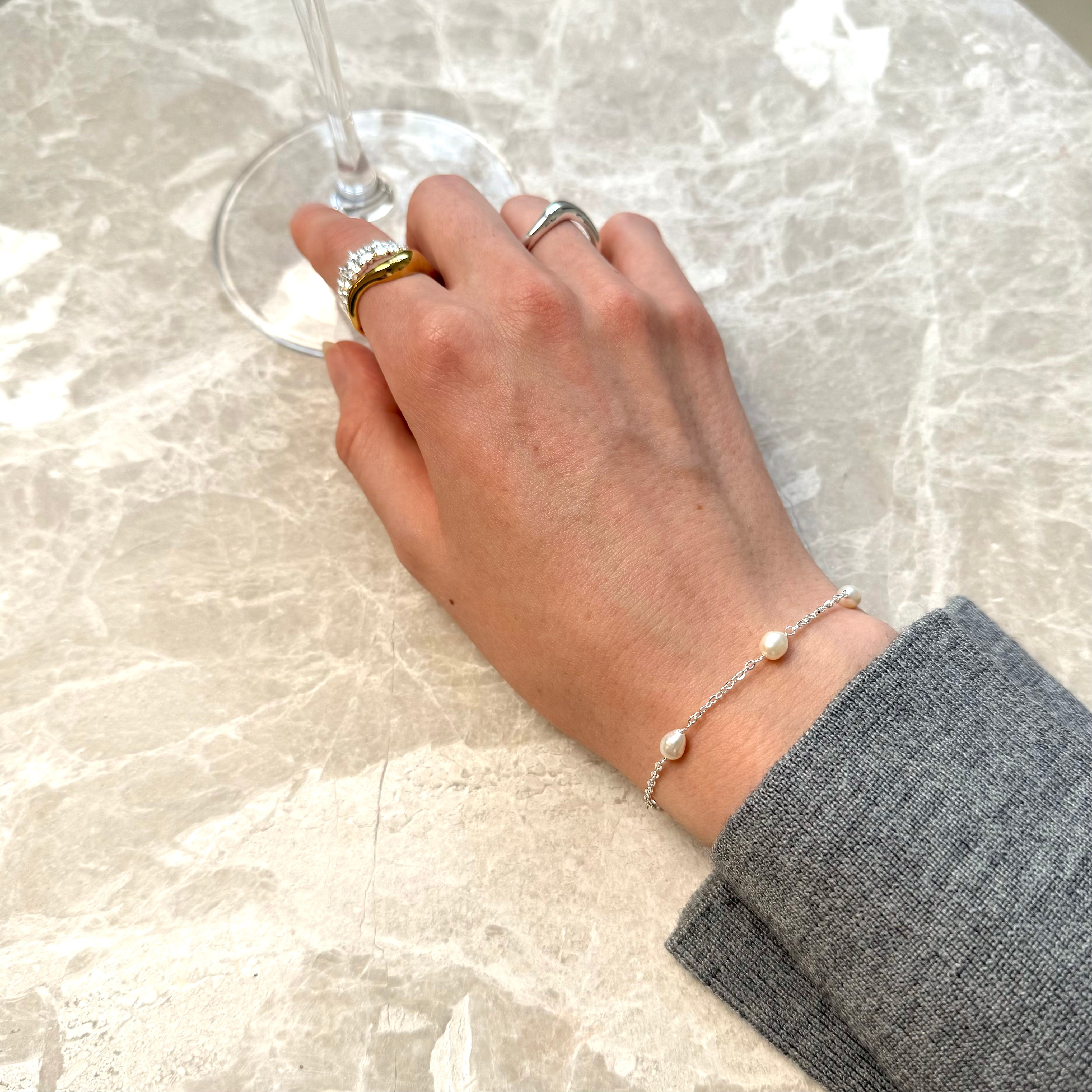 Dot Parels Zilver Verguld set