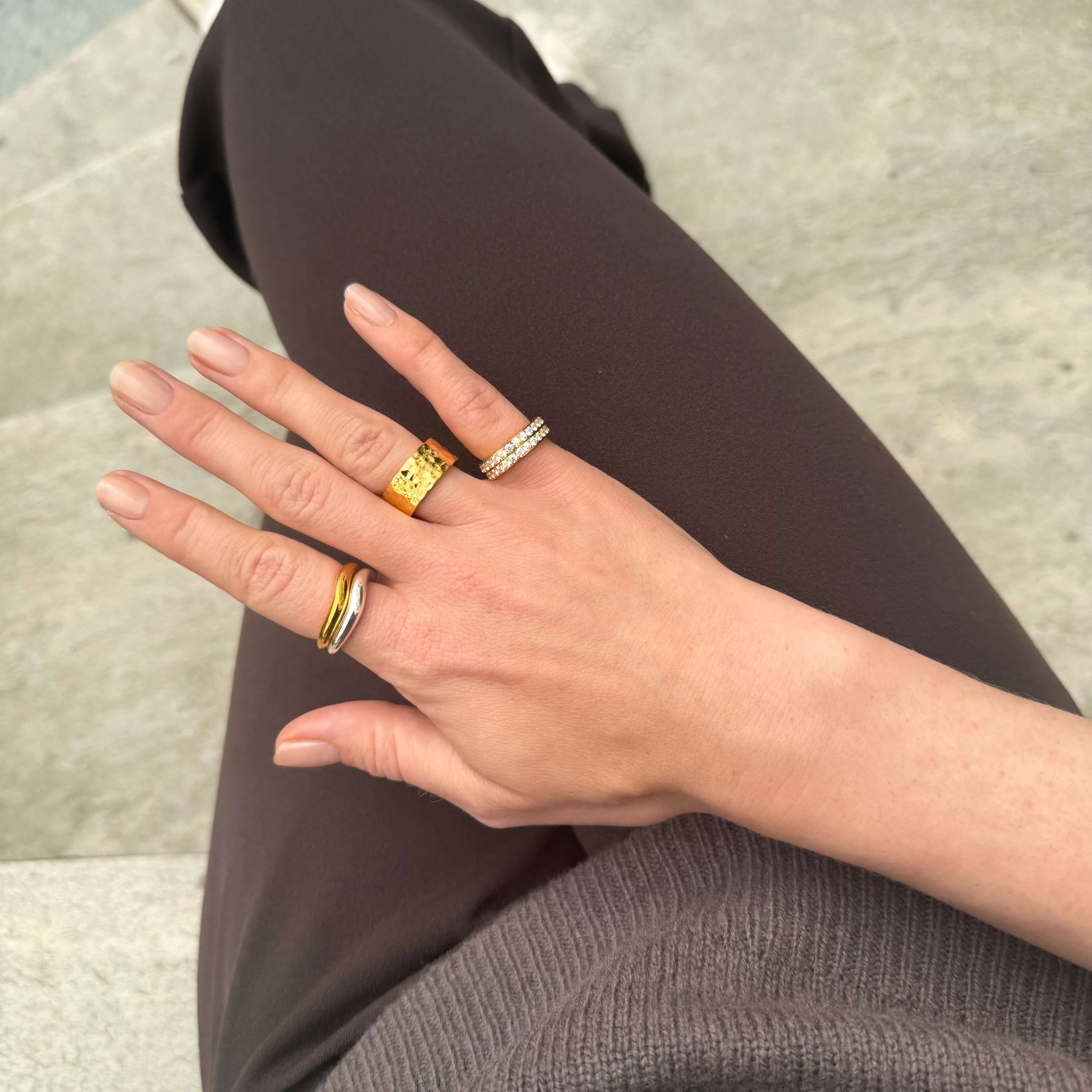 Classic Kristal Ring Goudgeplateerd