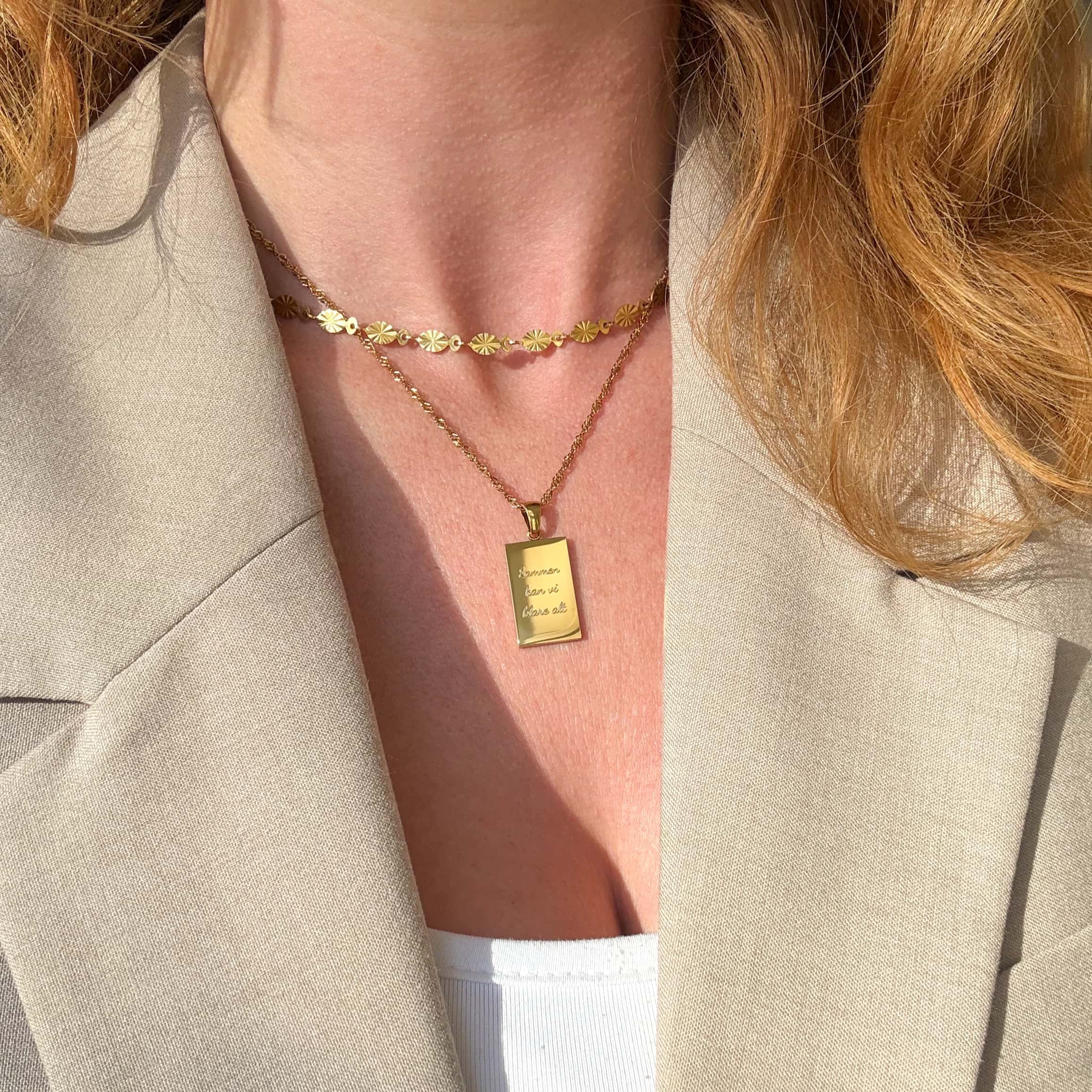 Zon Vierkant Ketting met gravure