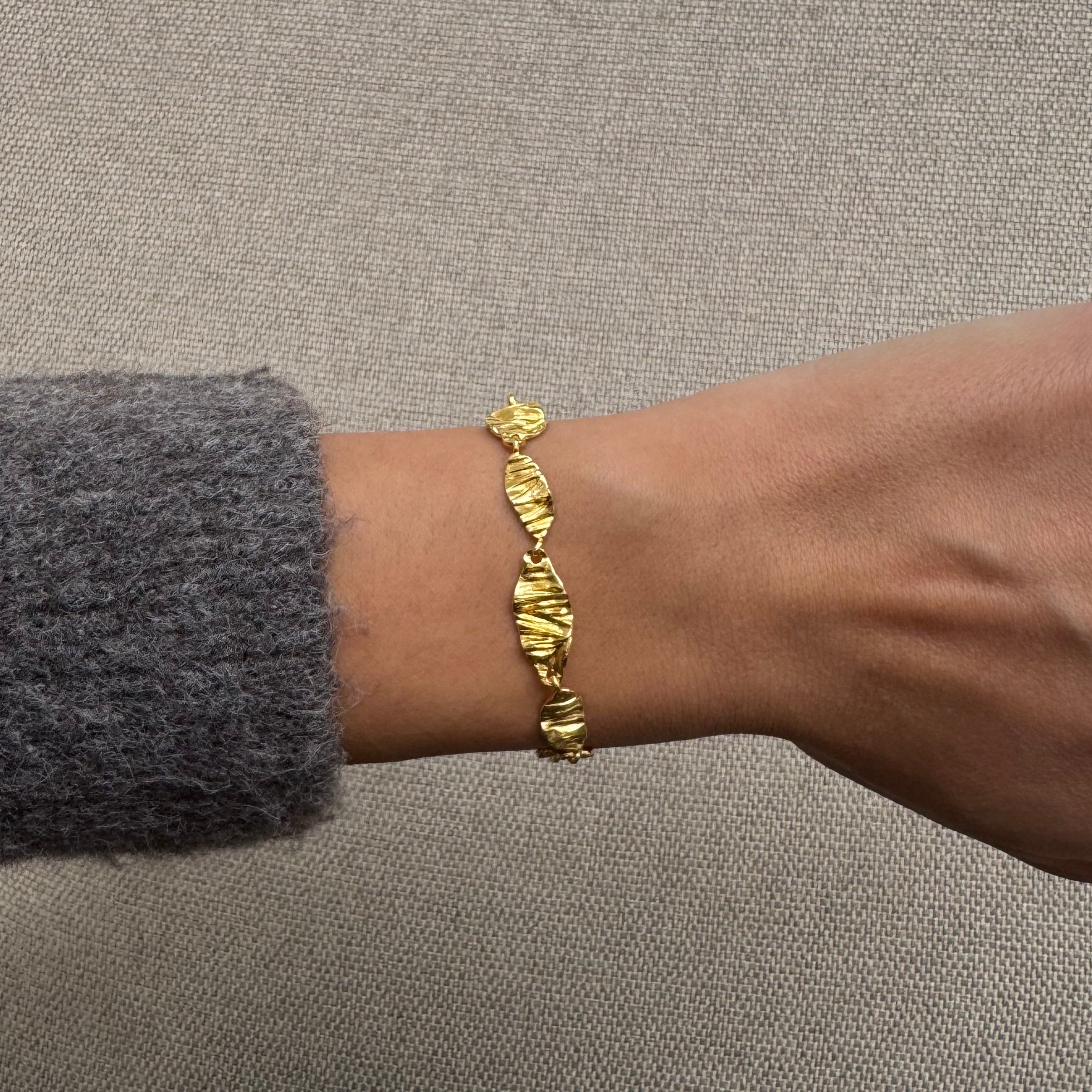 Chunky Gesmelt Armband Verguld