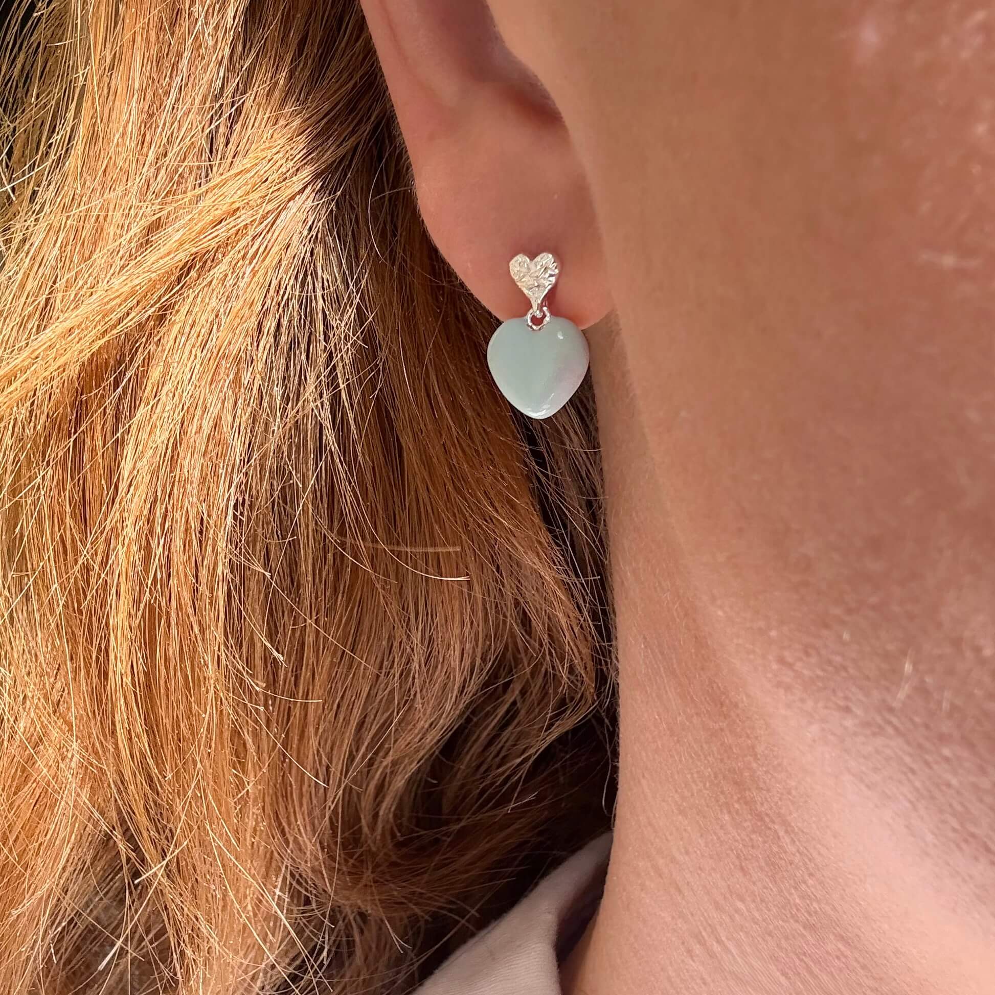 Blauw Hart Stud Zilvergeplateerd