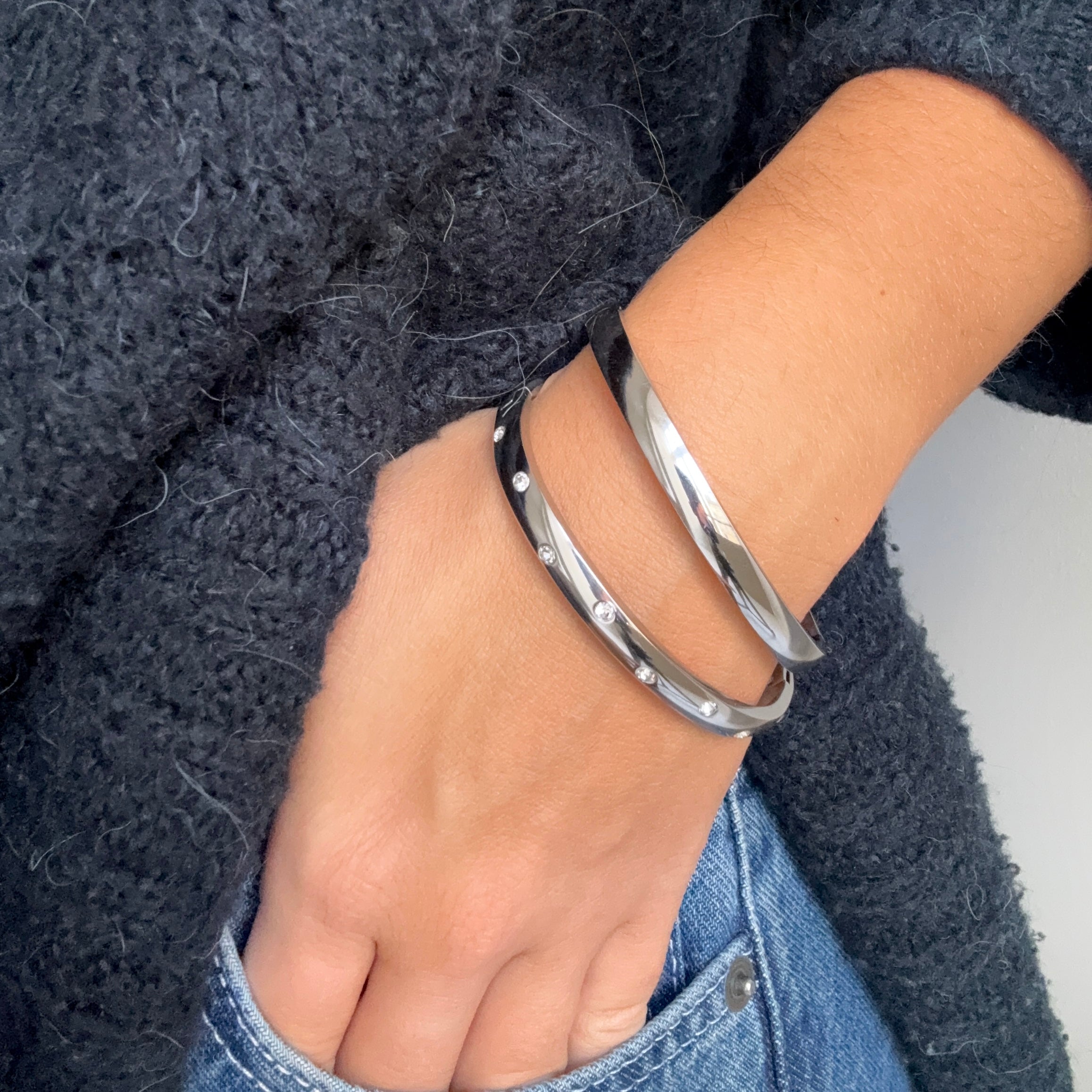 Flow Krystal Dot Armband Zilver Verguld