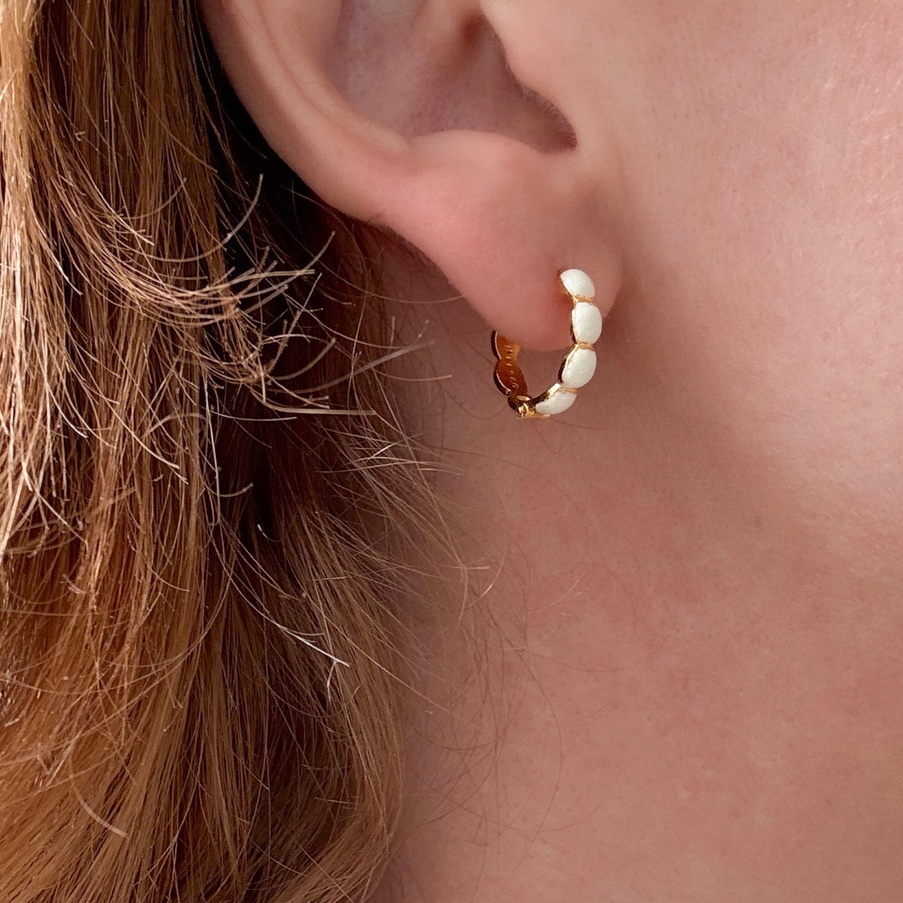 Bubbel Hoop Crème 14 mm Verguld