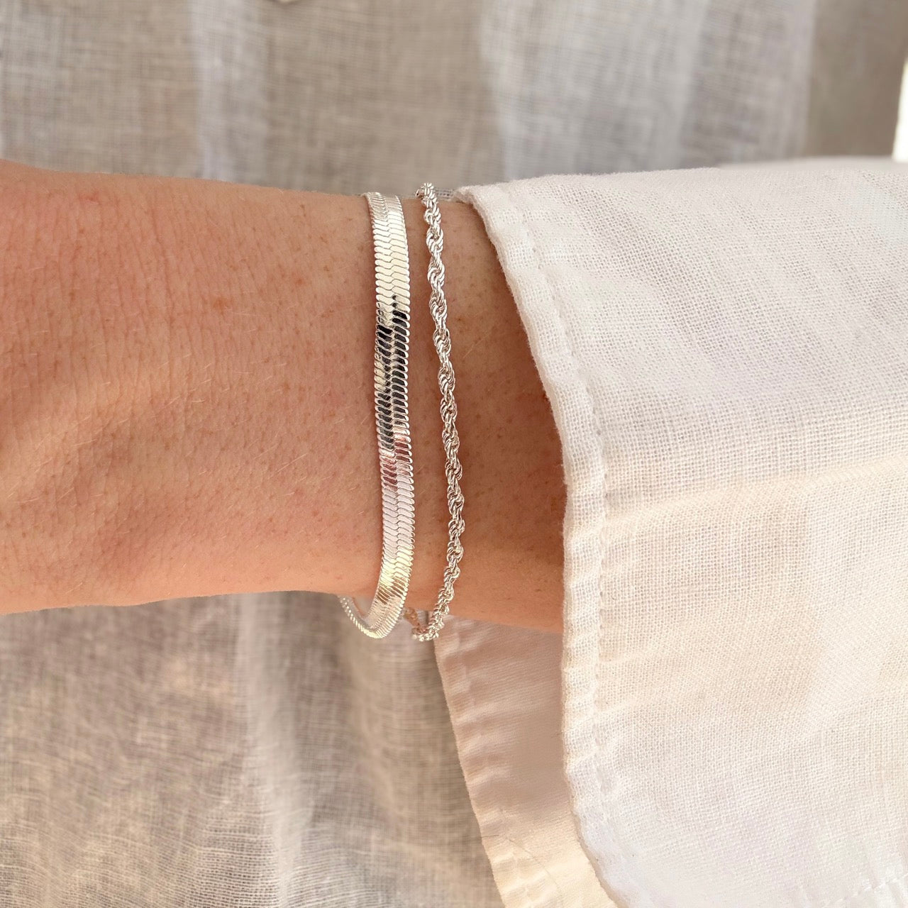 Gedraaide Touw Armband Zilvergeplateerd
