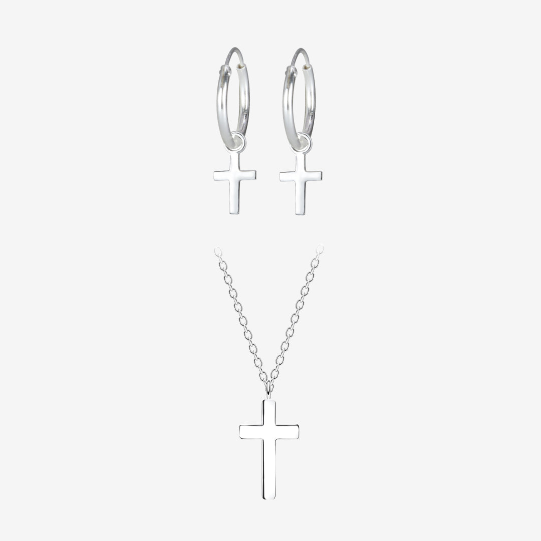 Kruis Ketting en Oorbellen Set