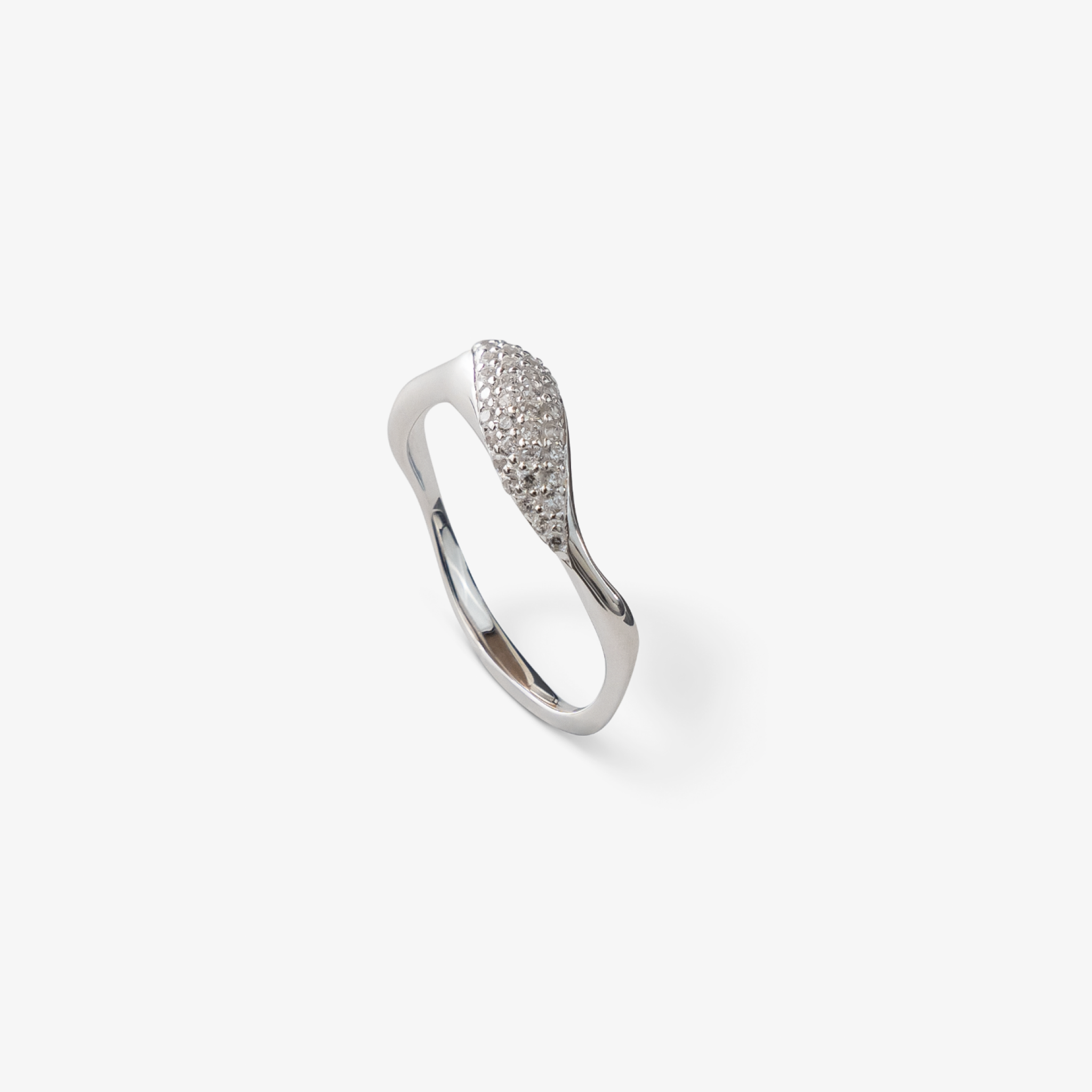 Wave Krystal Ring i sølv