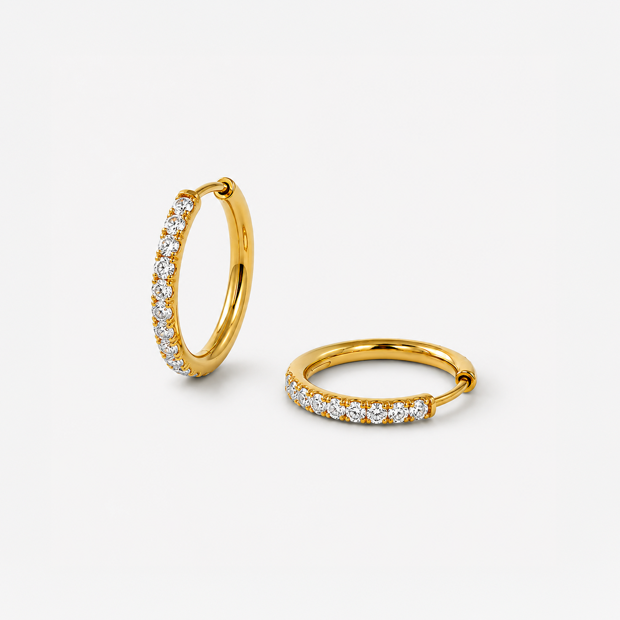 Kristallen Hoops 14 mm Verguld