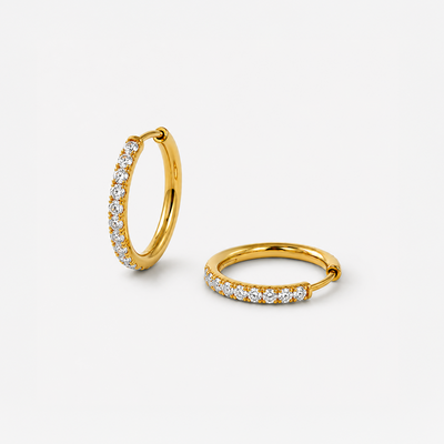 Kristallen Hoops 14 mm Verguld