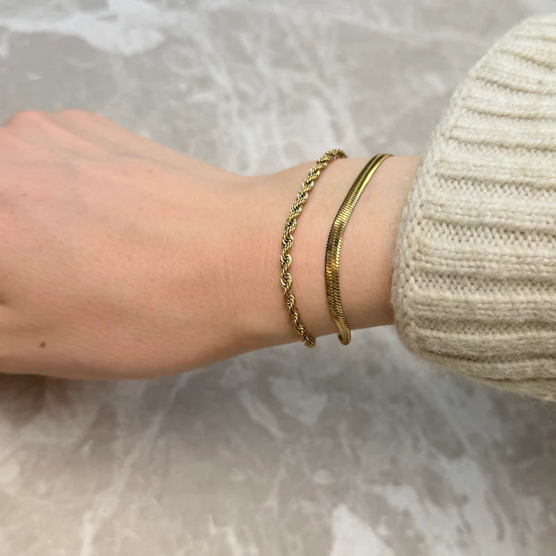 Platte Slangen Bangle Set