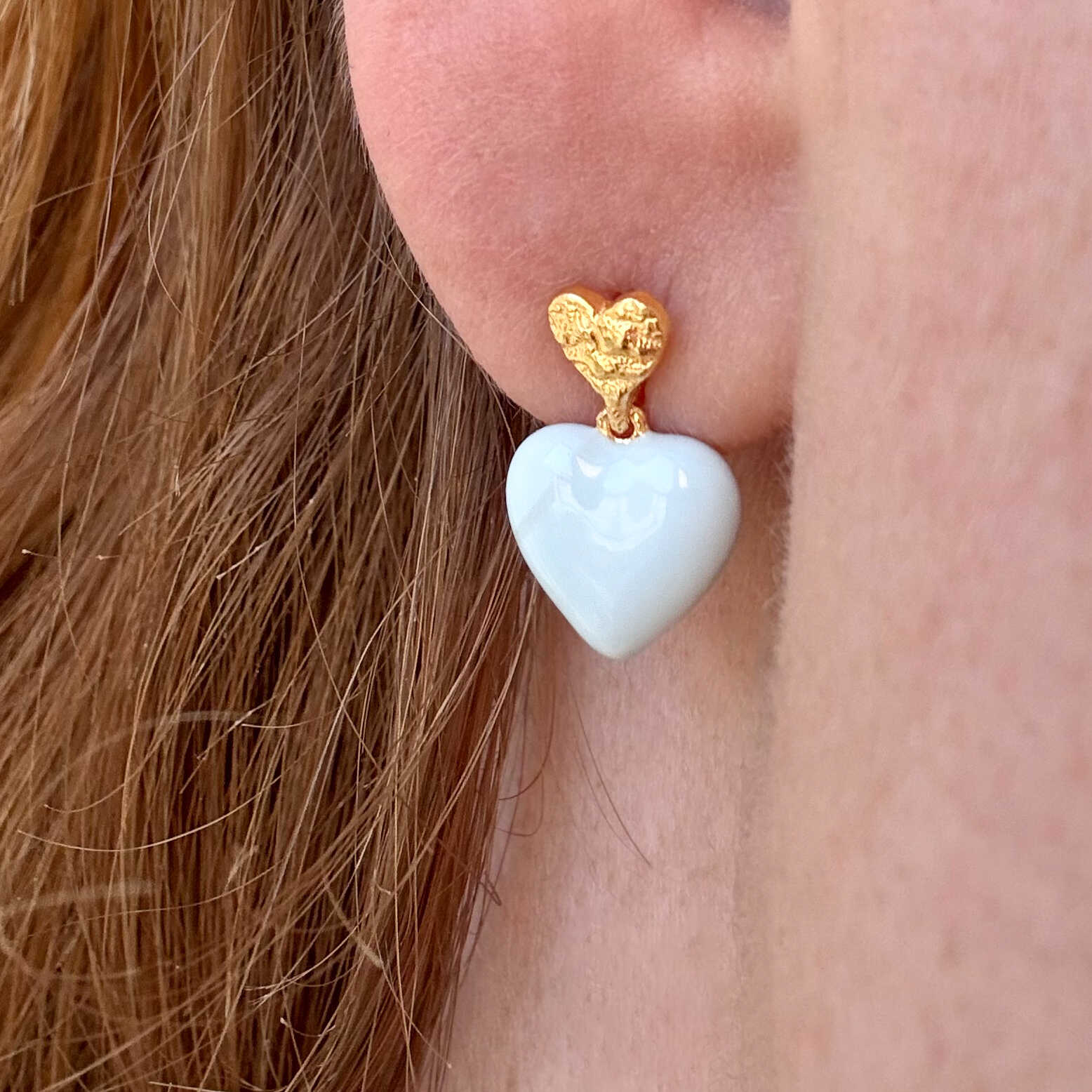 Blauw Hart Stud Verguld