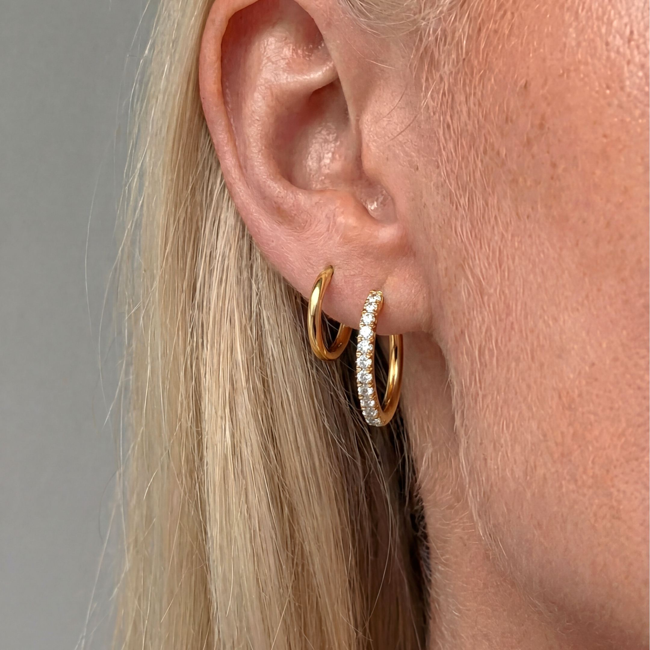 Kristallen Hoops 14 mm Verguld