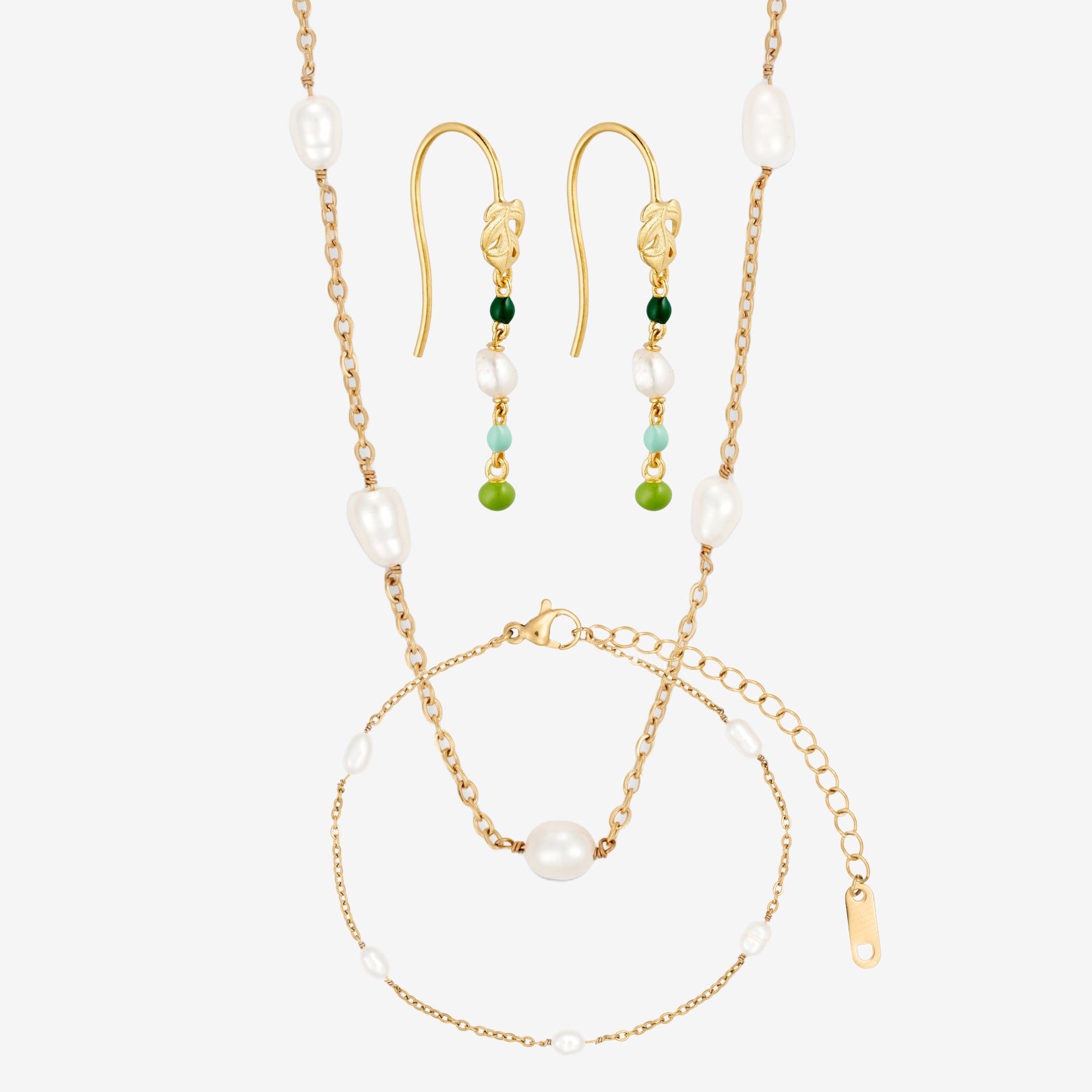 Parel Groene Dangle Set