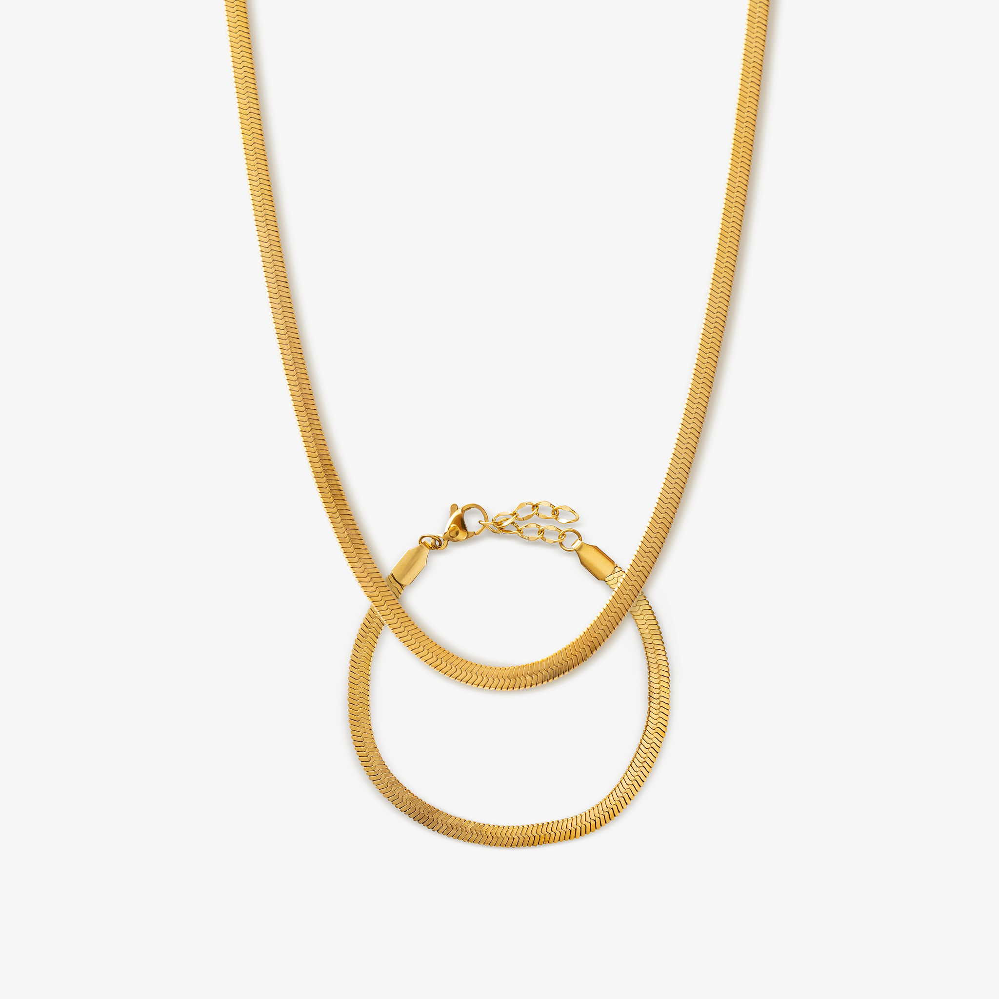 Platte Slangenarmband 4mm Verguld