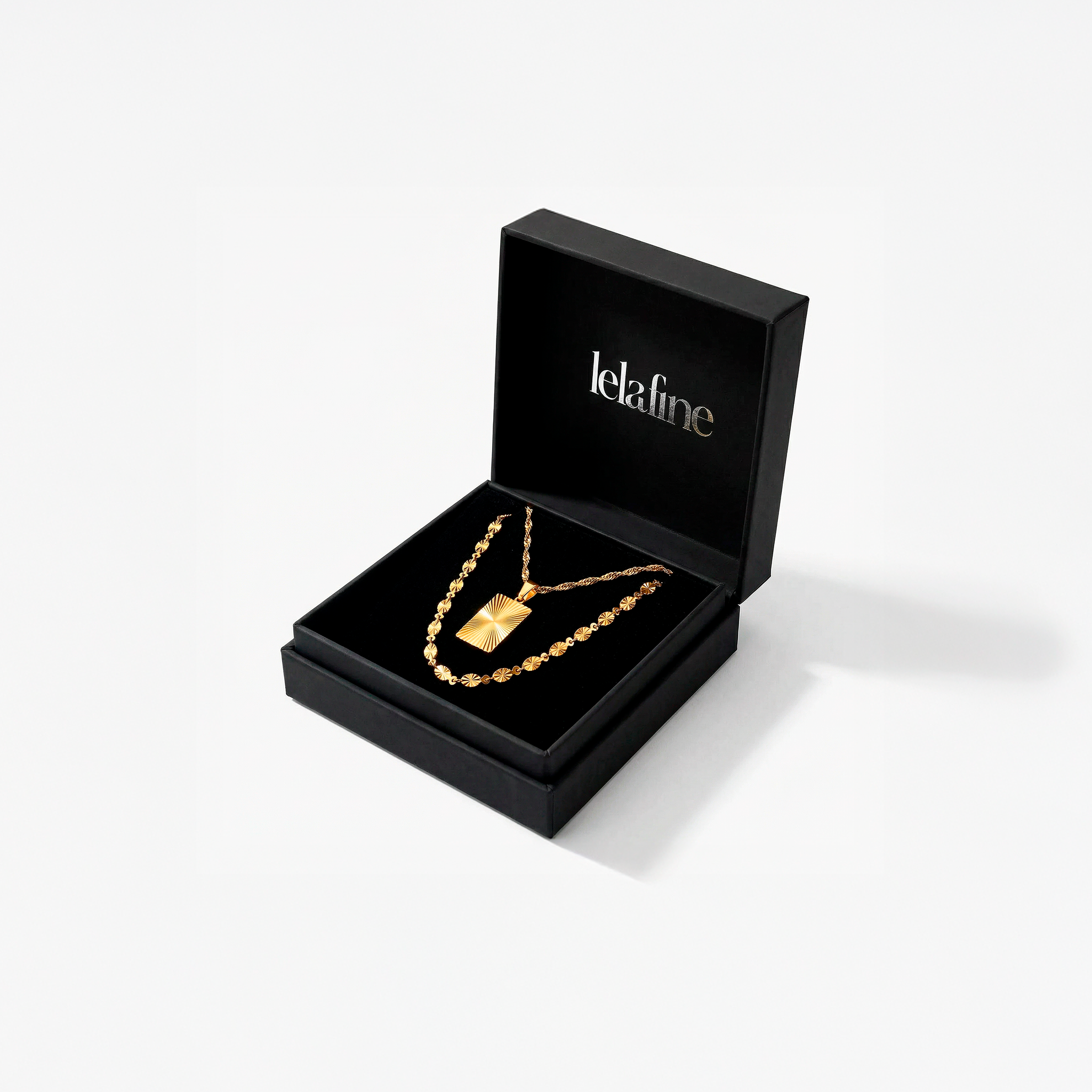 Zon Vierkant met gravure & Zon Ketting Set
