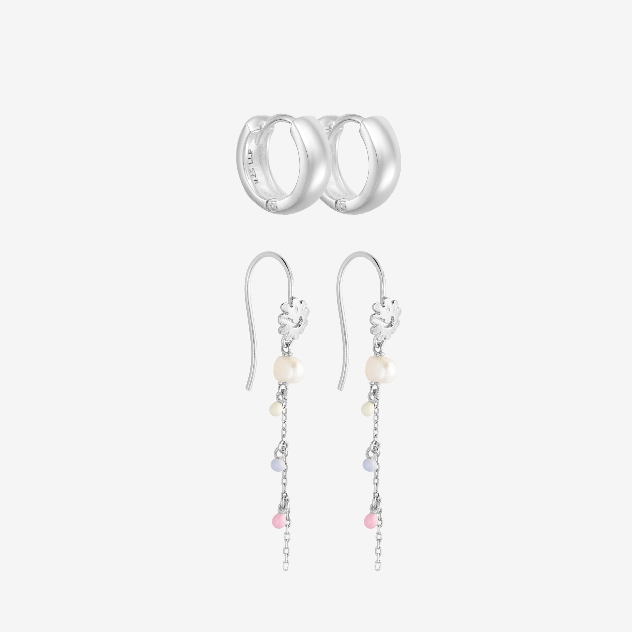 Zilver Pastel, Chunky Hoop Set: 2 øringen