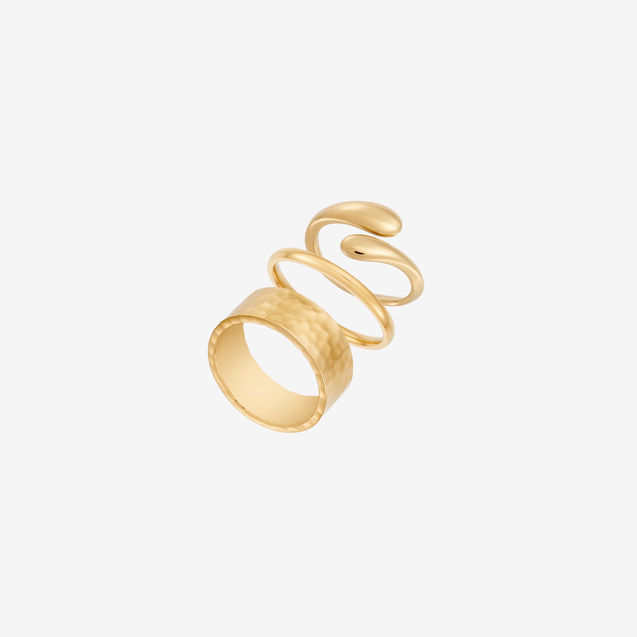 Classic Eenvoudig en Gehamerd Ringen Set: 3 ringen