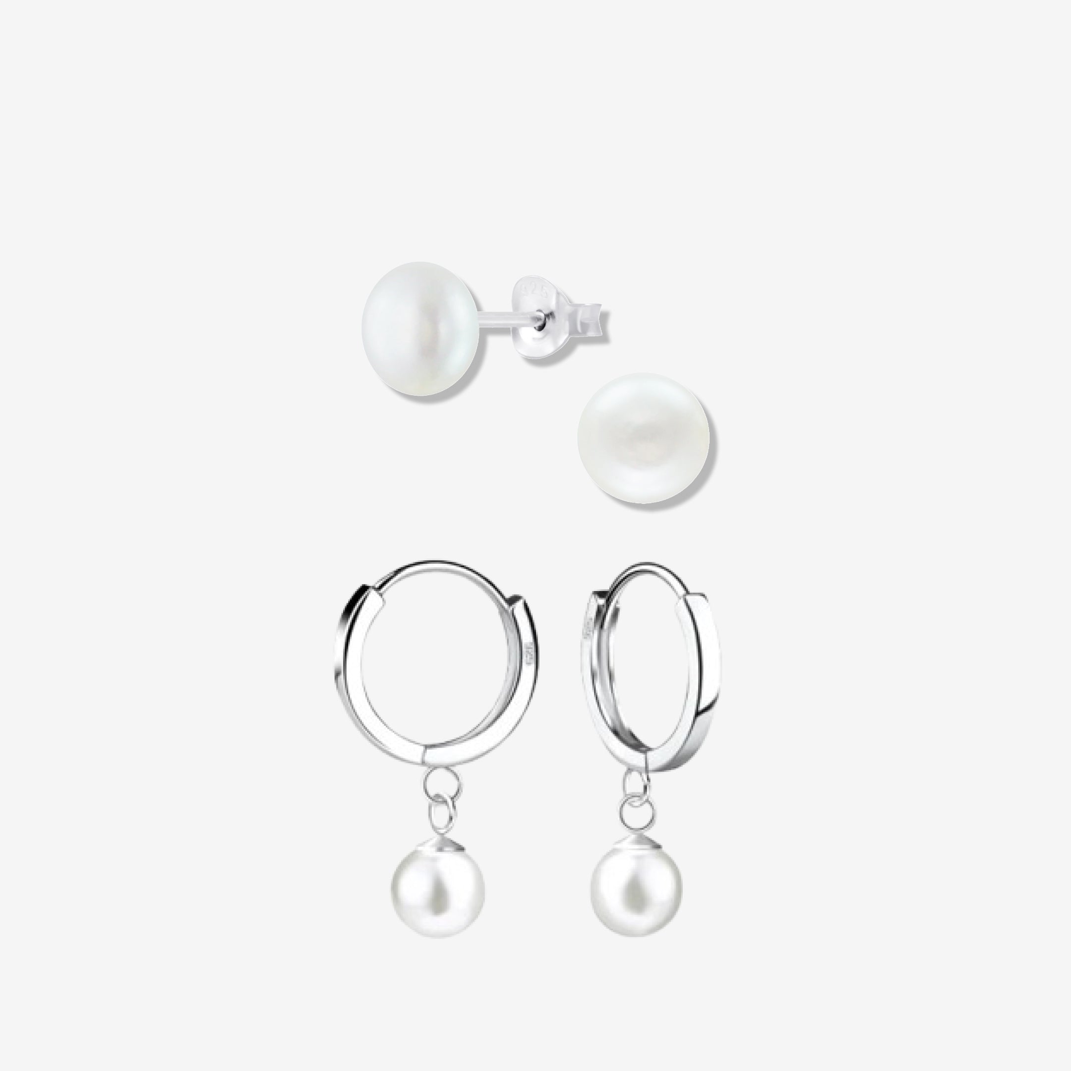 Dubbele Parels Hoop Set