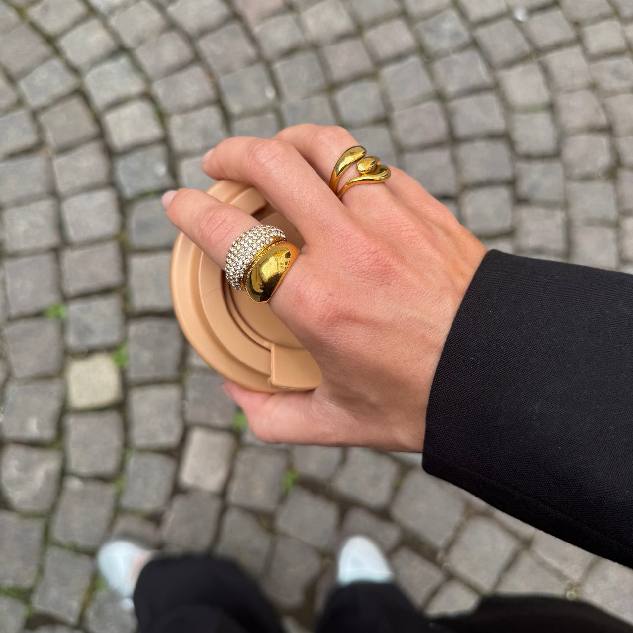 Kristal Dome Ring Goudgeplateerd