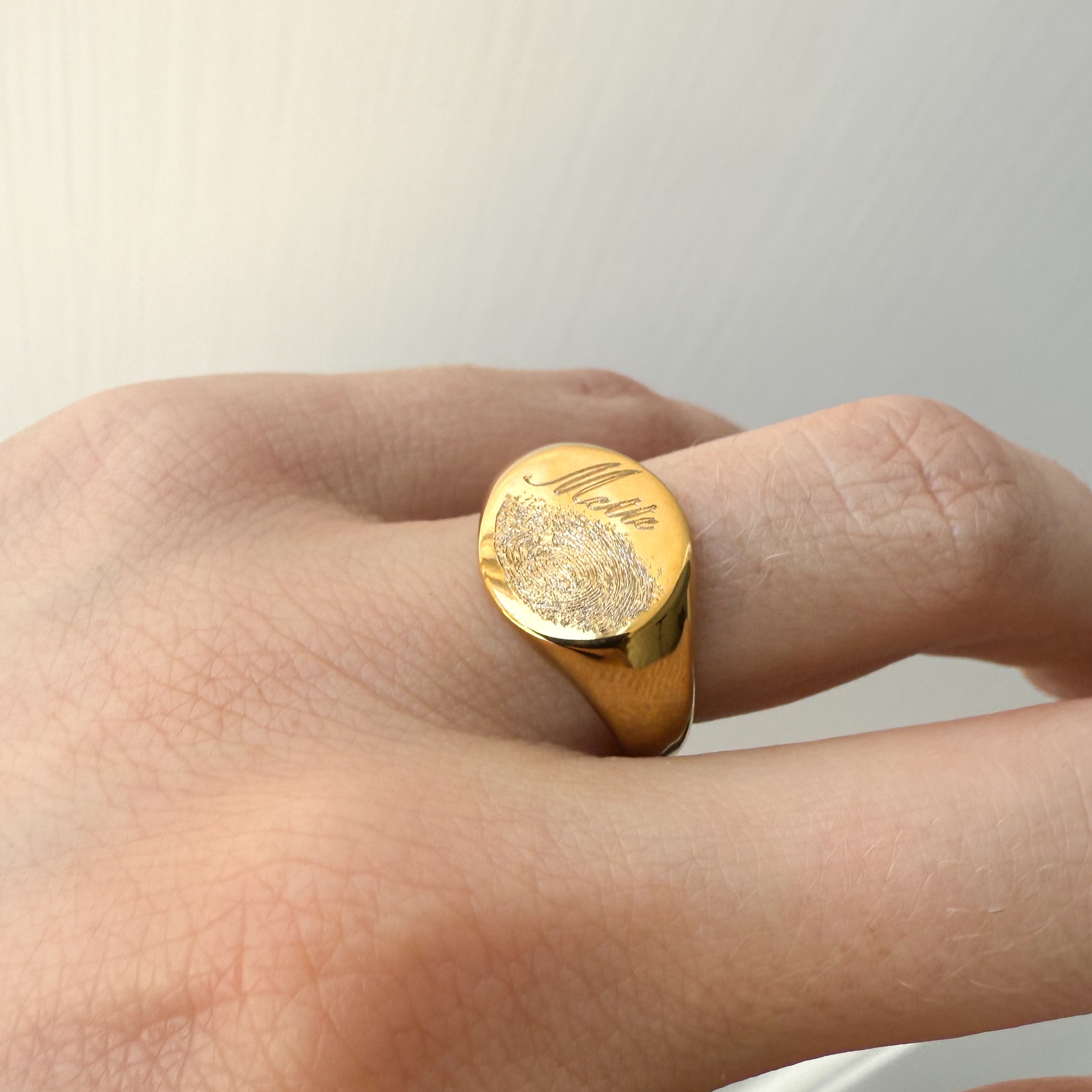Gegraveerd Vingerafdruk en Naam Classic Ring