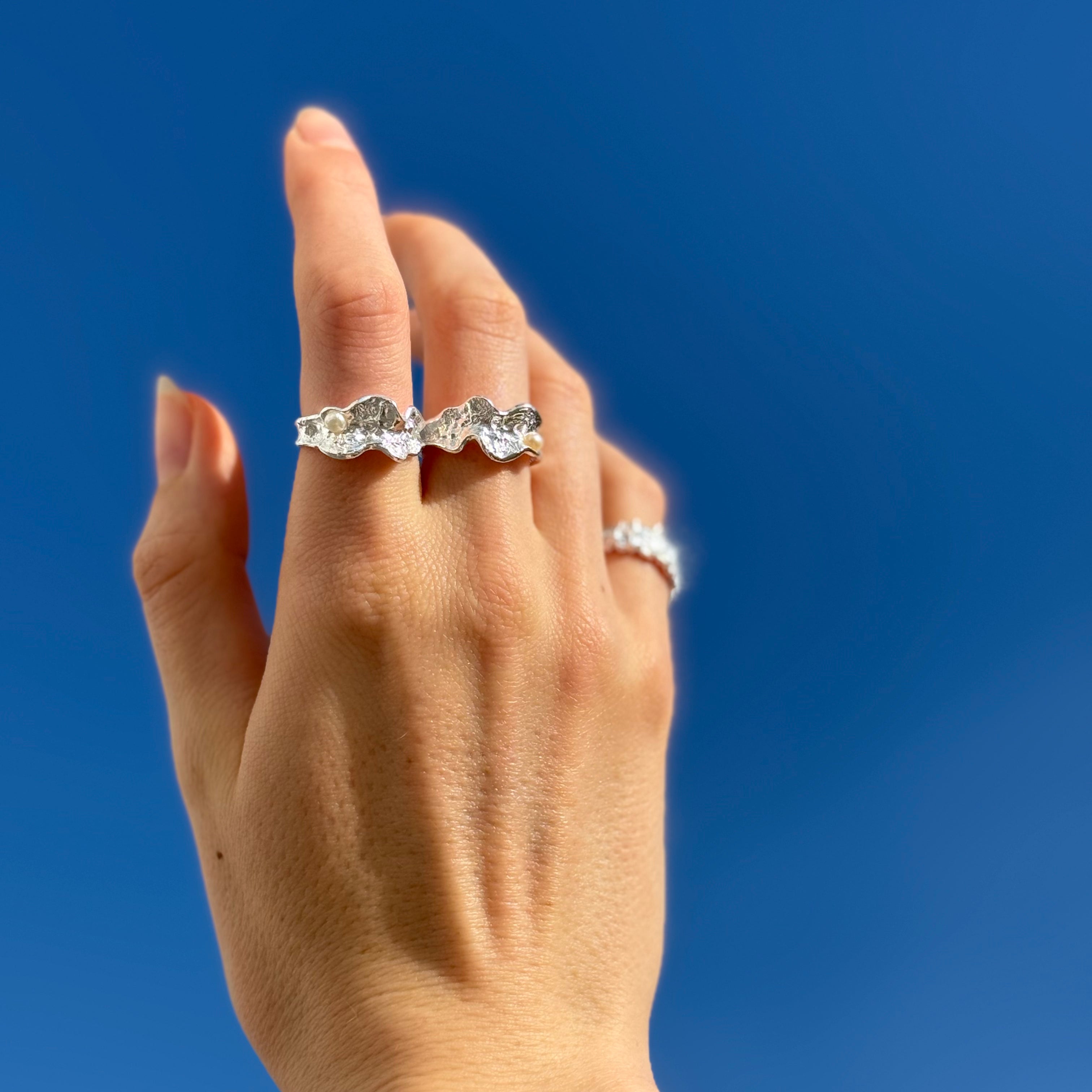 Magma Parels Ring Zilver
