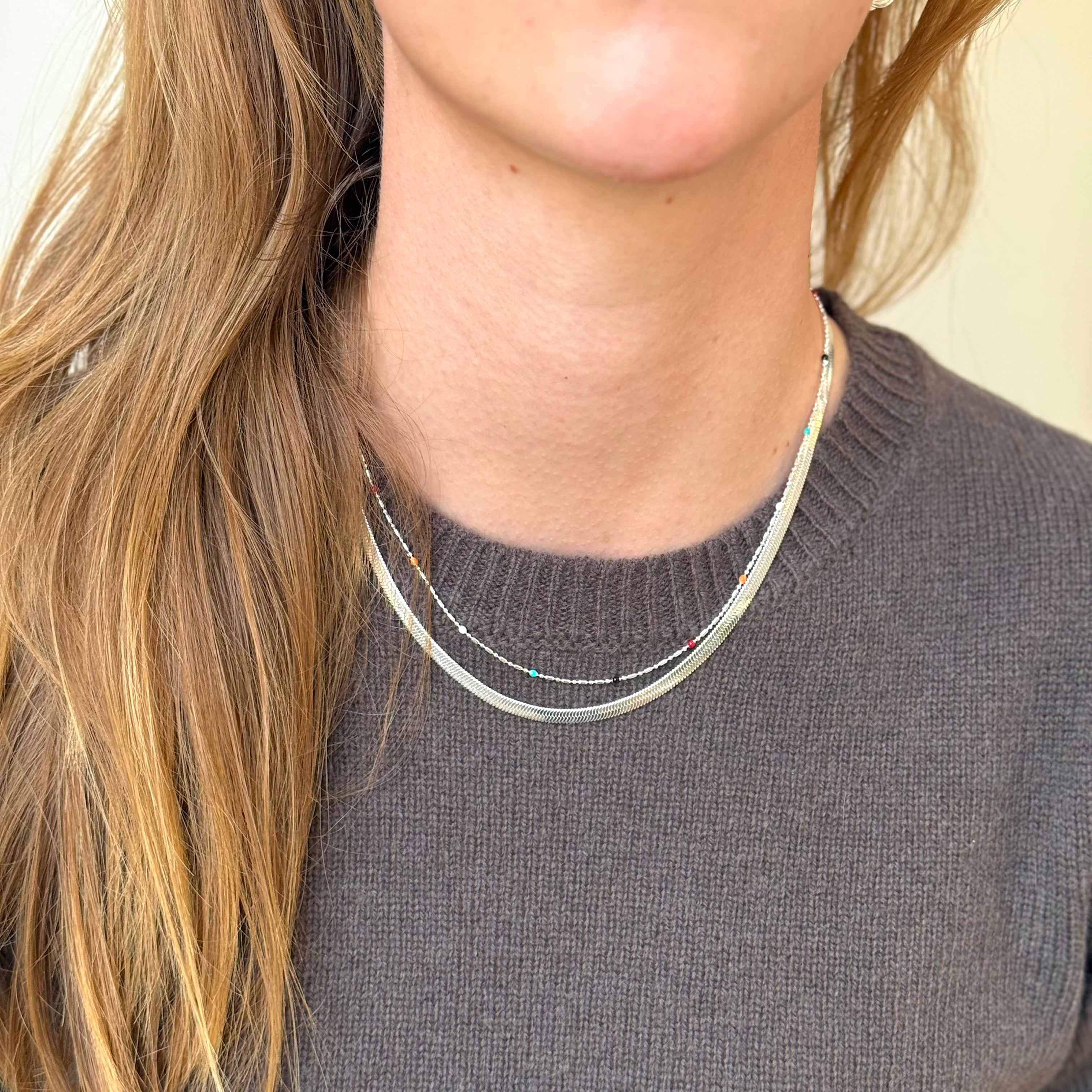 Hart Streep Dot Zilver Set