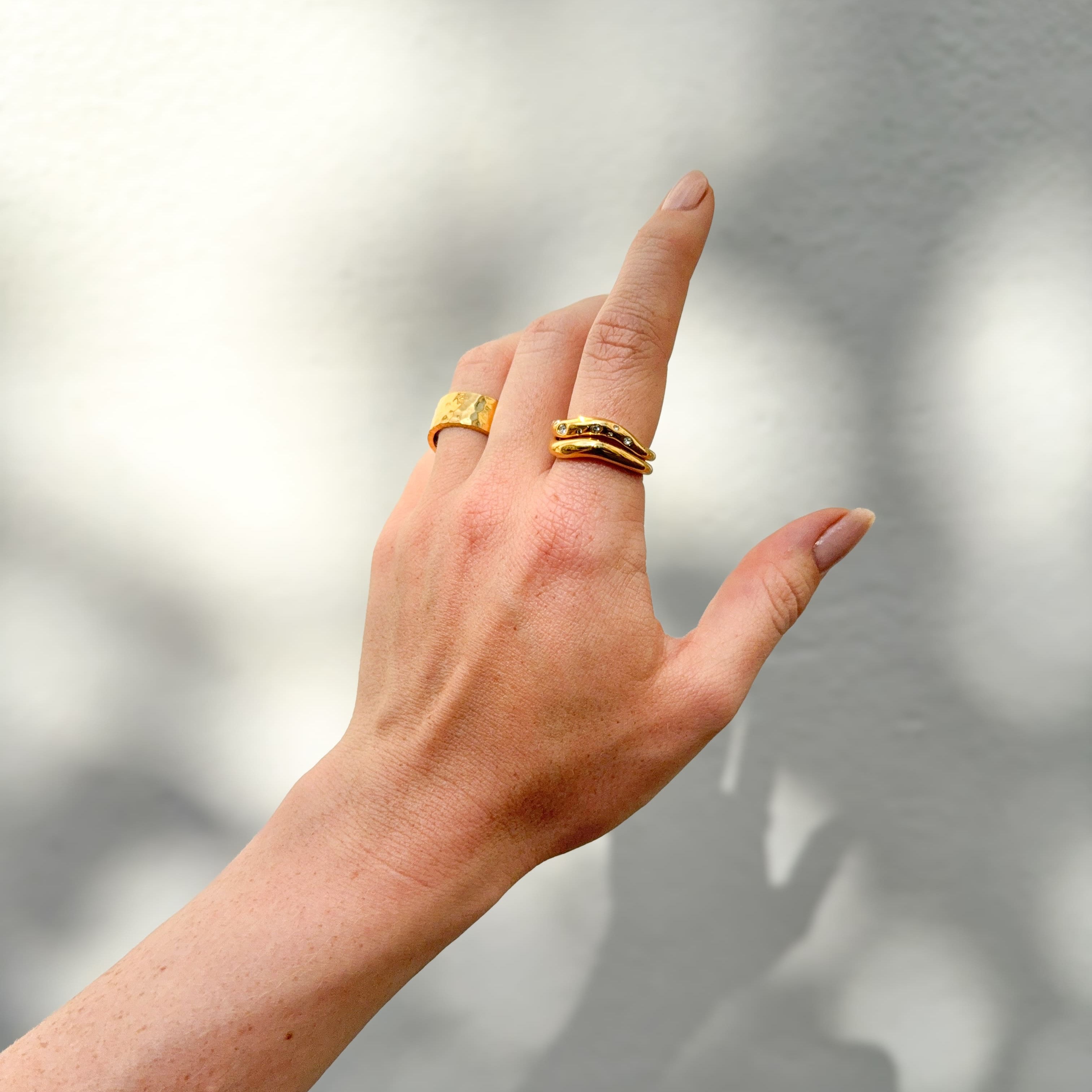 Kristal Dot Golf Ring Goudgeplateerd