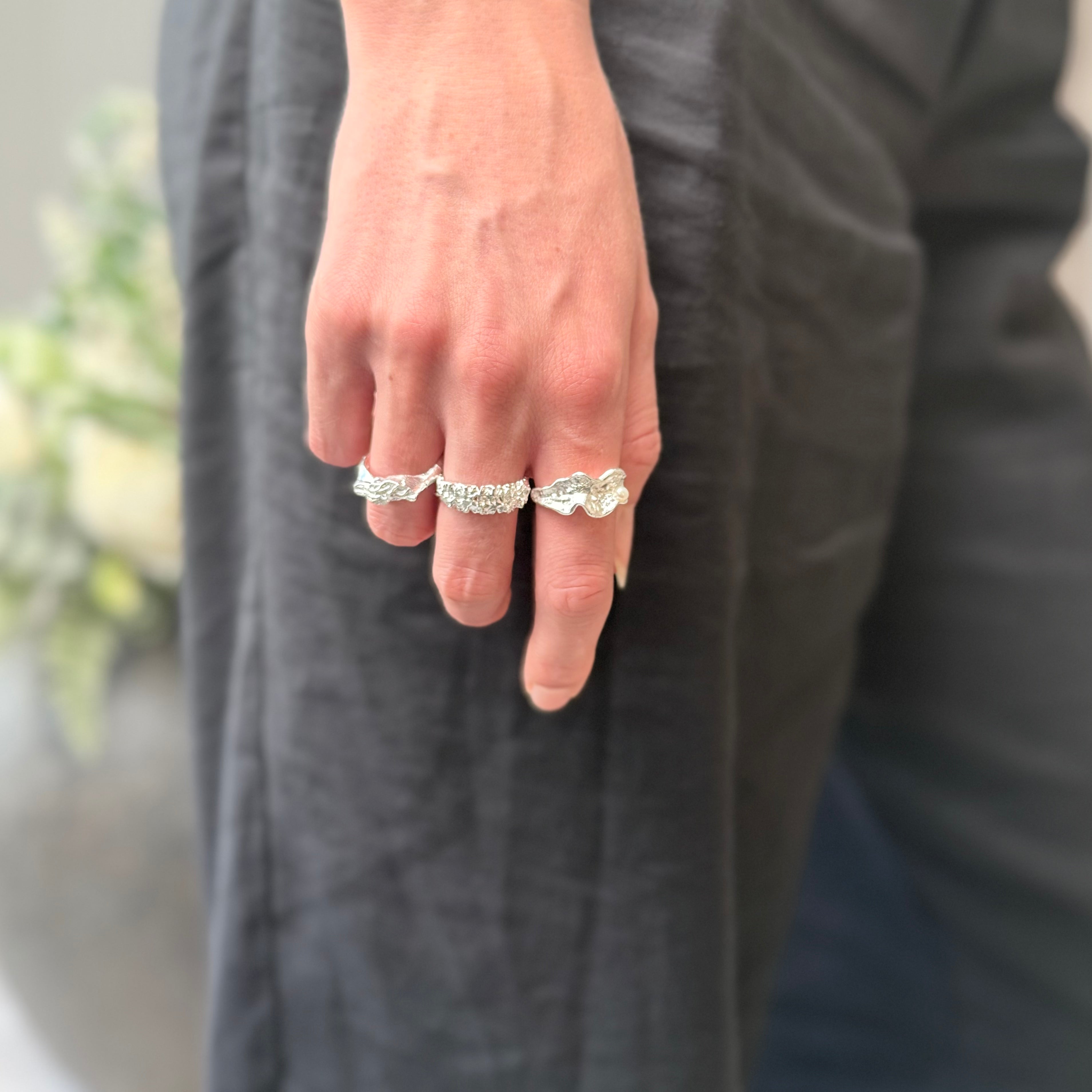 Vlakke Magma Ring Zilver