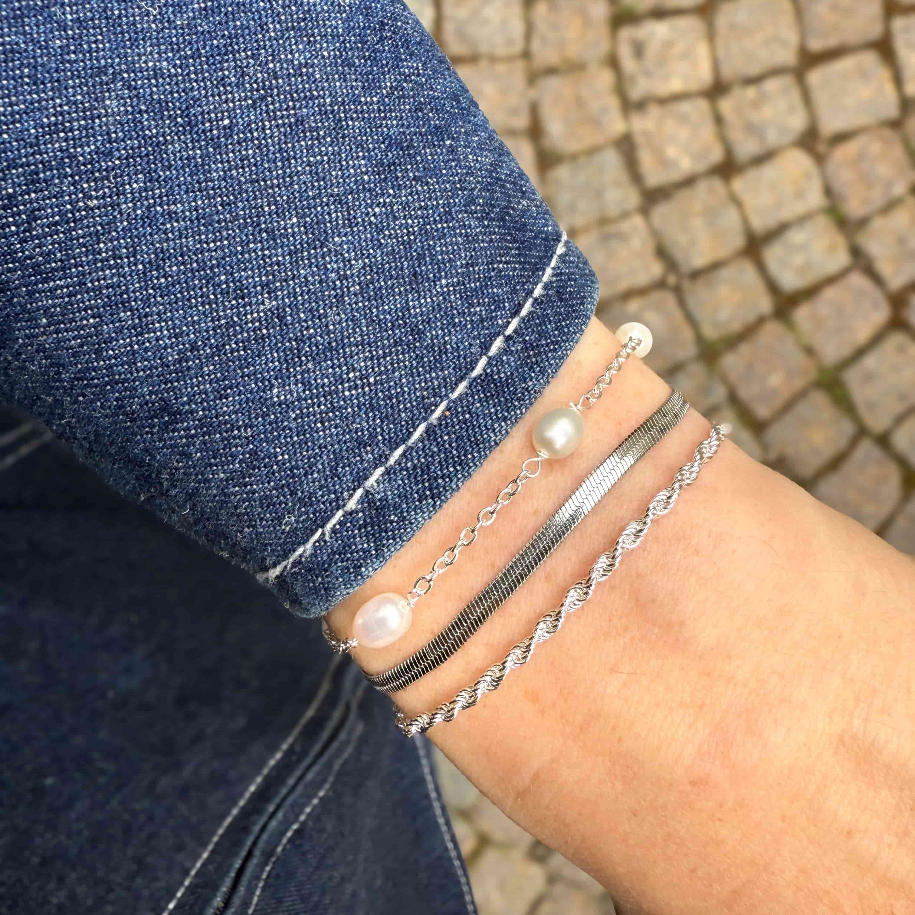 Gedraaide Touw Armband Zilvergeplateerd