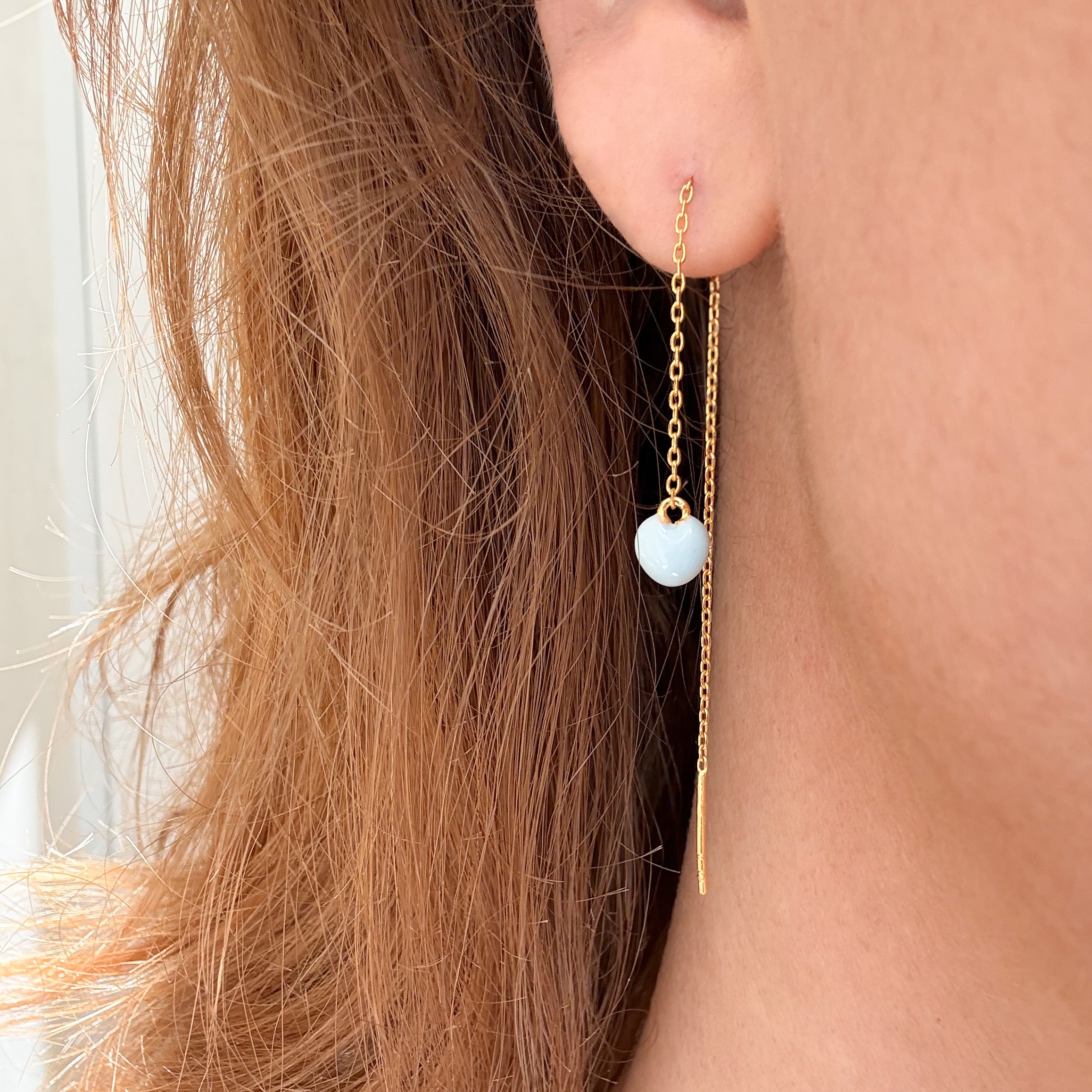 Blauw Hart Kettingoorbel Verguld