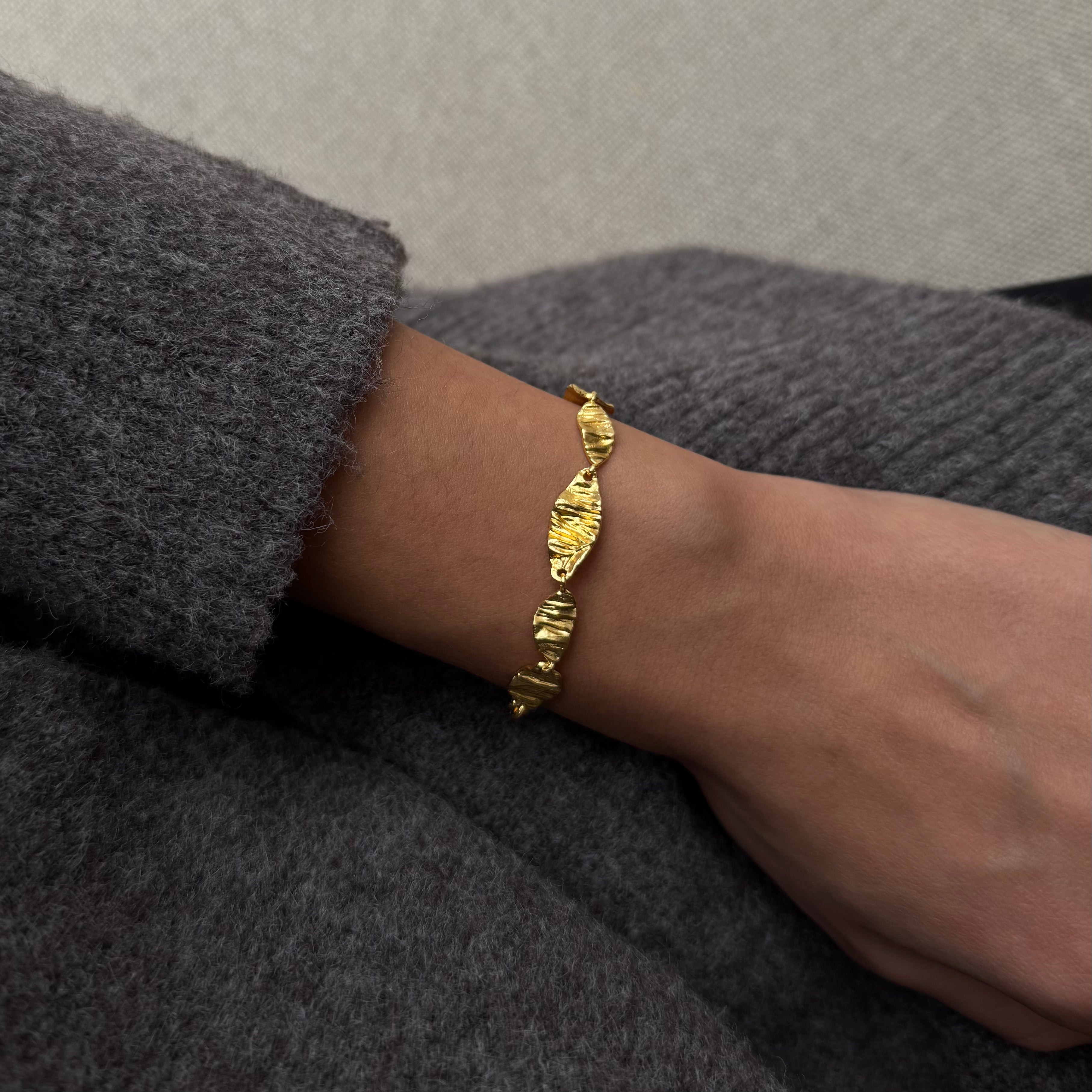 Chunky Gesmelt Armband Verguld