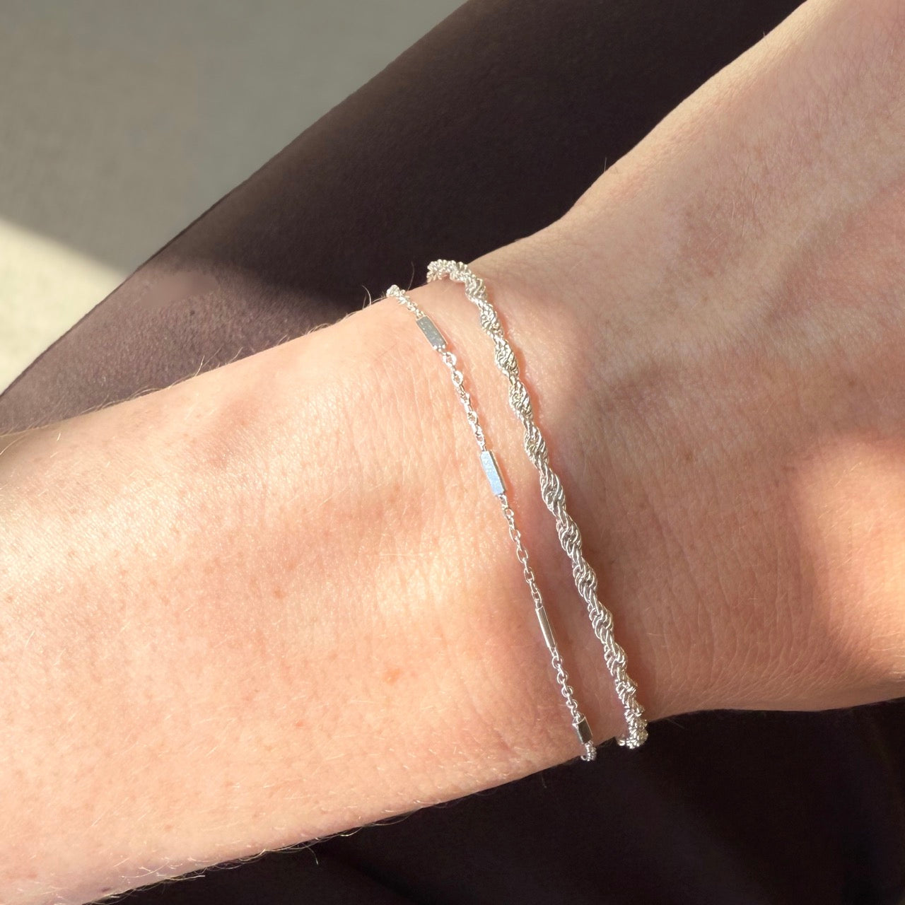 Kabel Bar Armband Zilver