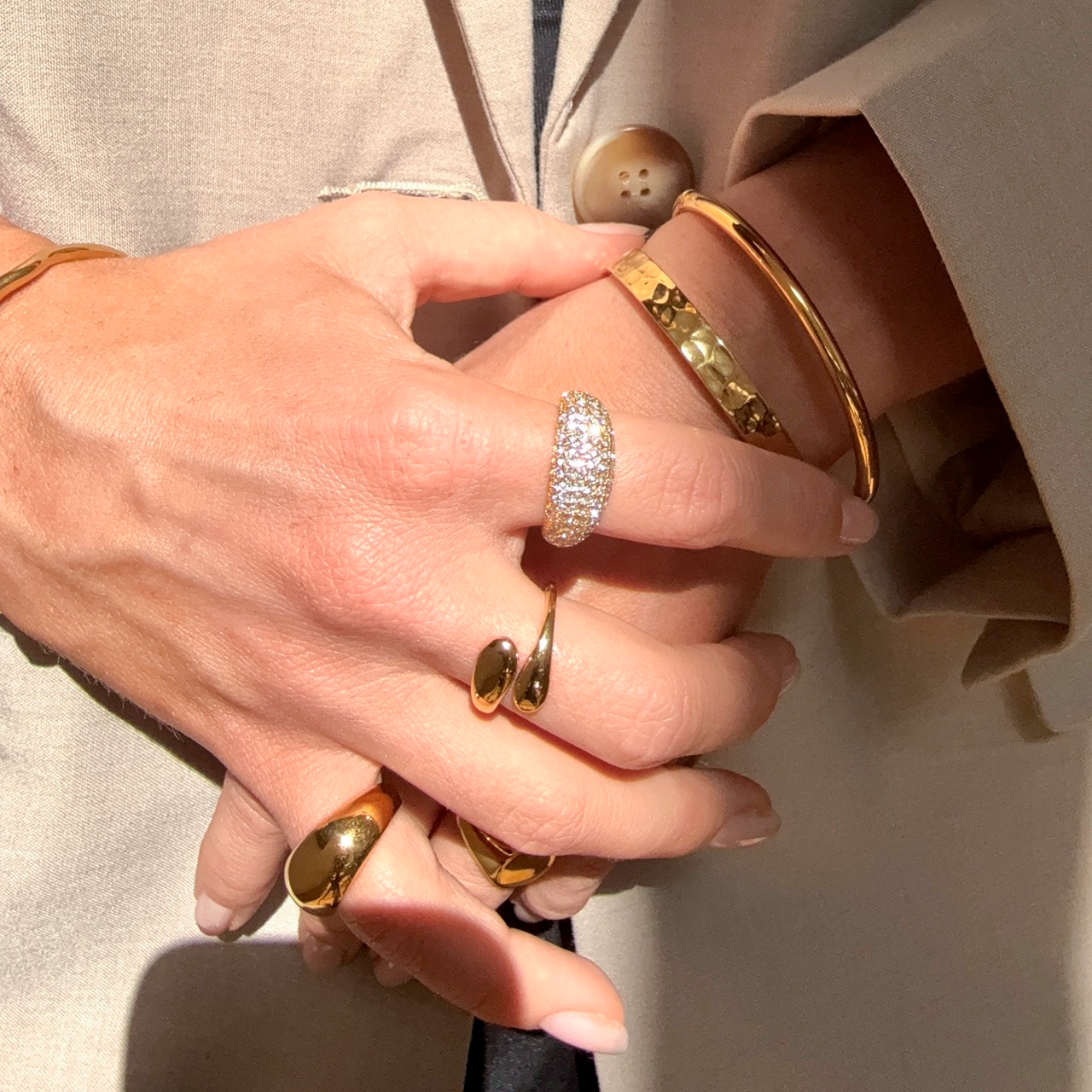 Kristal Dome Ring Goudgeplateerd