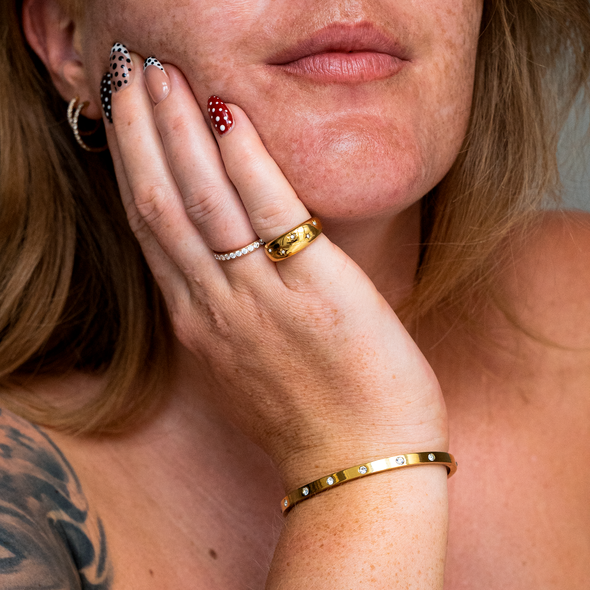 Classic Kristal Dot Armband Goudgeplateerd m. gravure