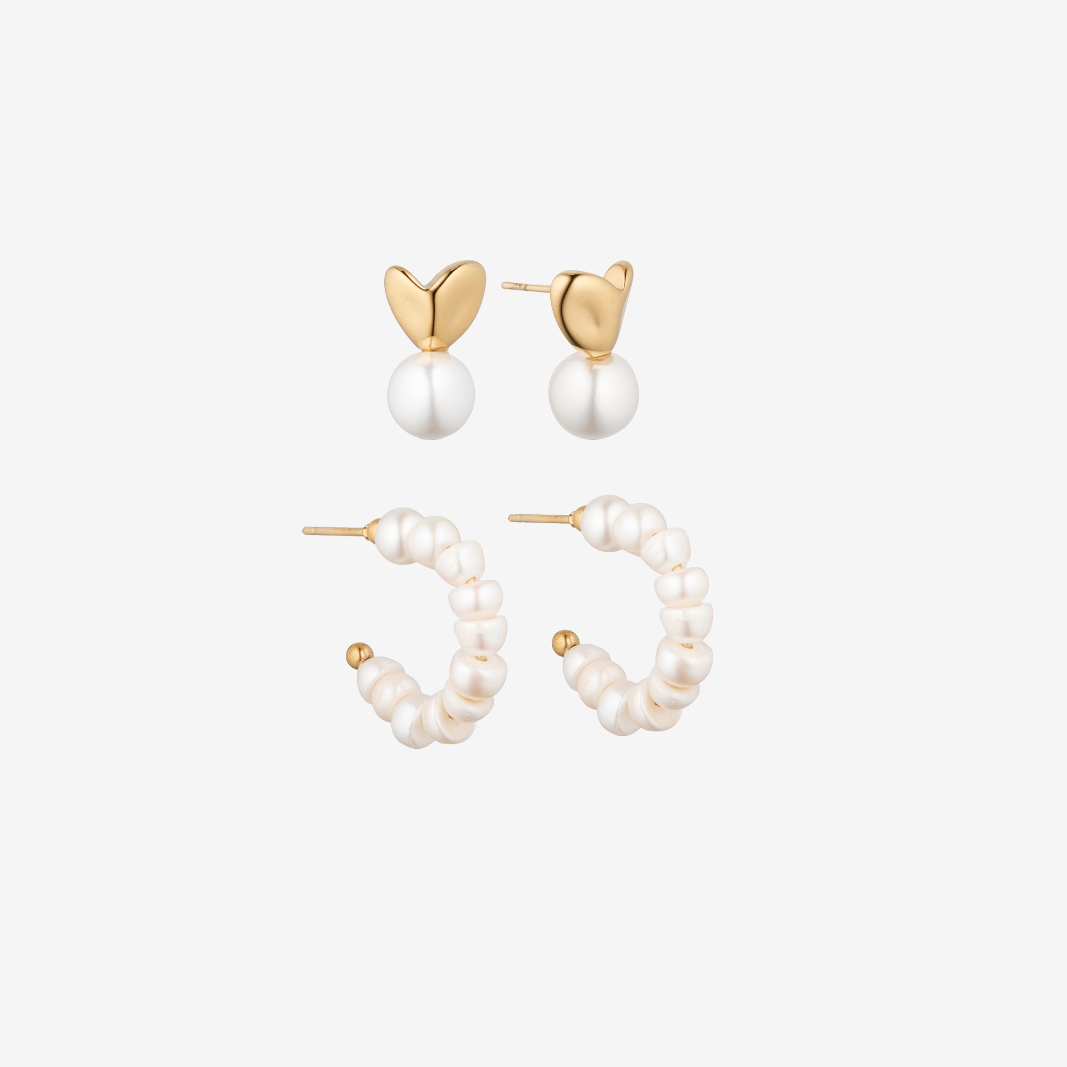 Parel Dome & Stud Set: 2 oorbellen