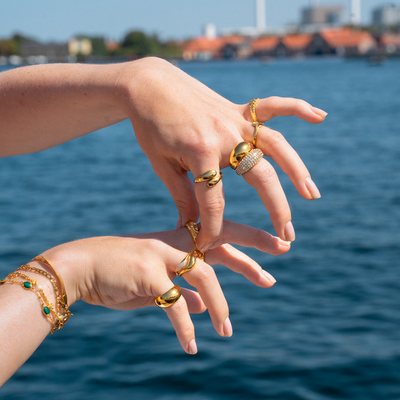 Krystal Dome Ring Guldbelagt