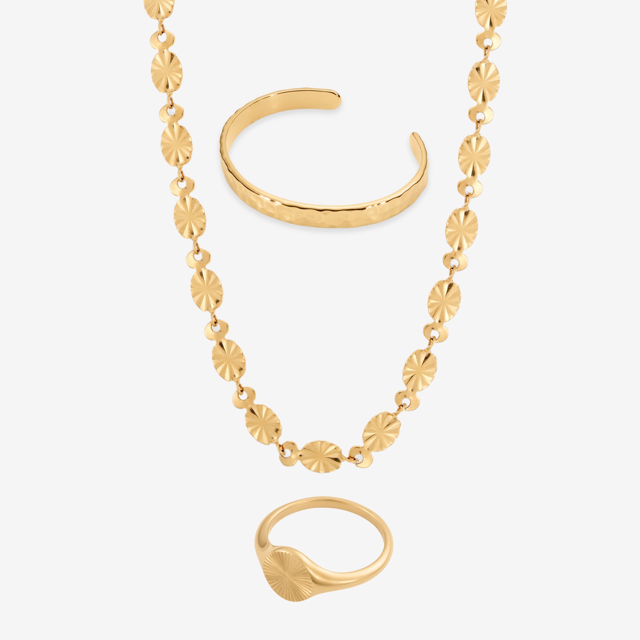 Zon en Bangle Set: 1 ketting, 1 ring & 1 armband
