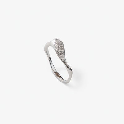 Wave Krystal Ring i sølv