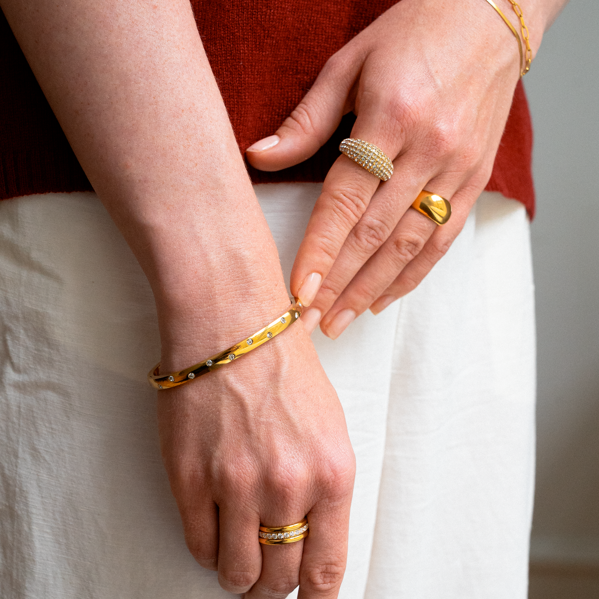 Kristal Dome Ring Goudgeplateerd