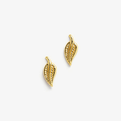 Leaf Stud Øreringe i guld
